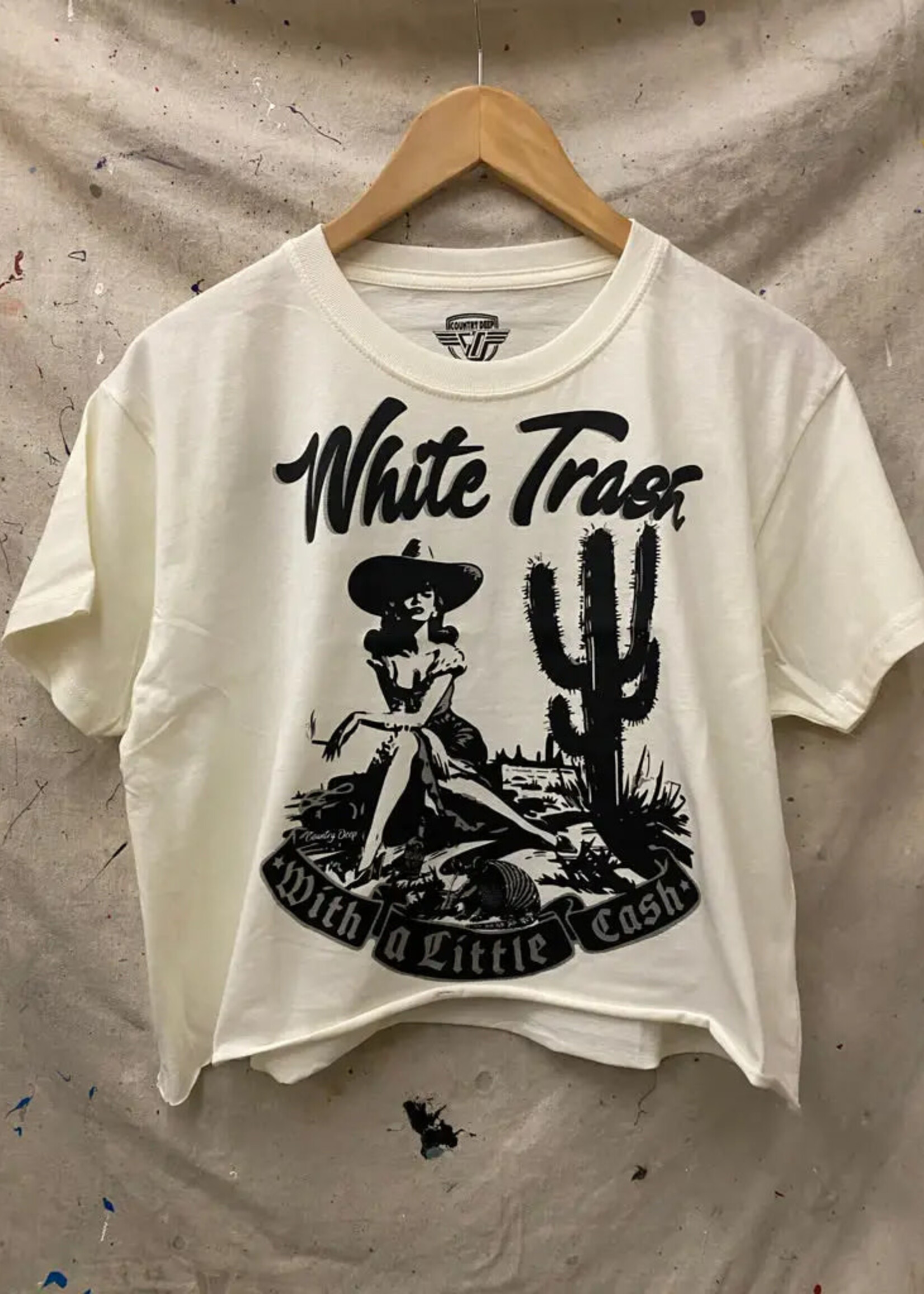 Country Deep White Trash Crop Tee Natural