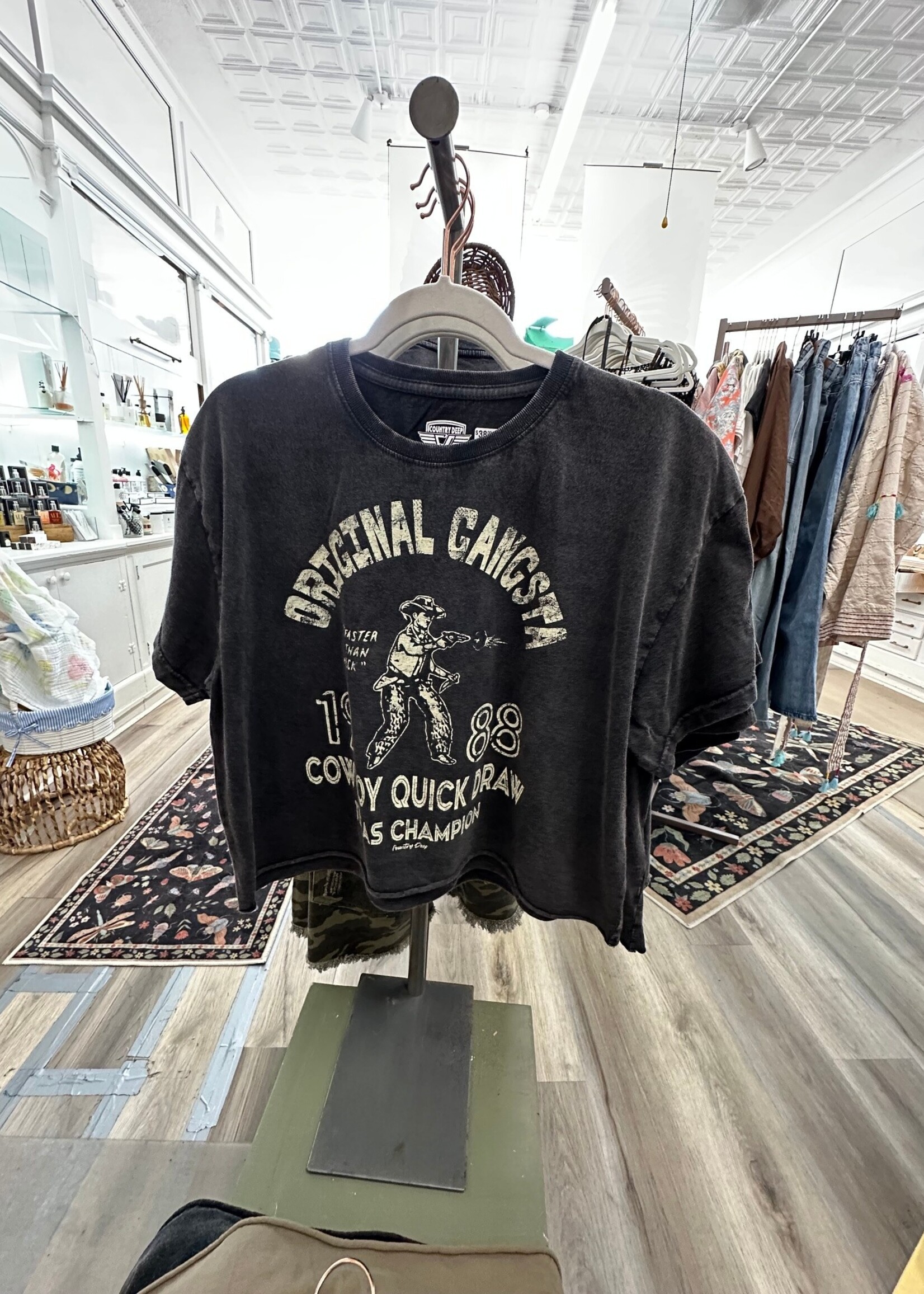 Country Deep Original Gangsta Crop Tee Black