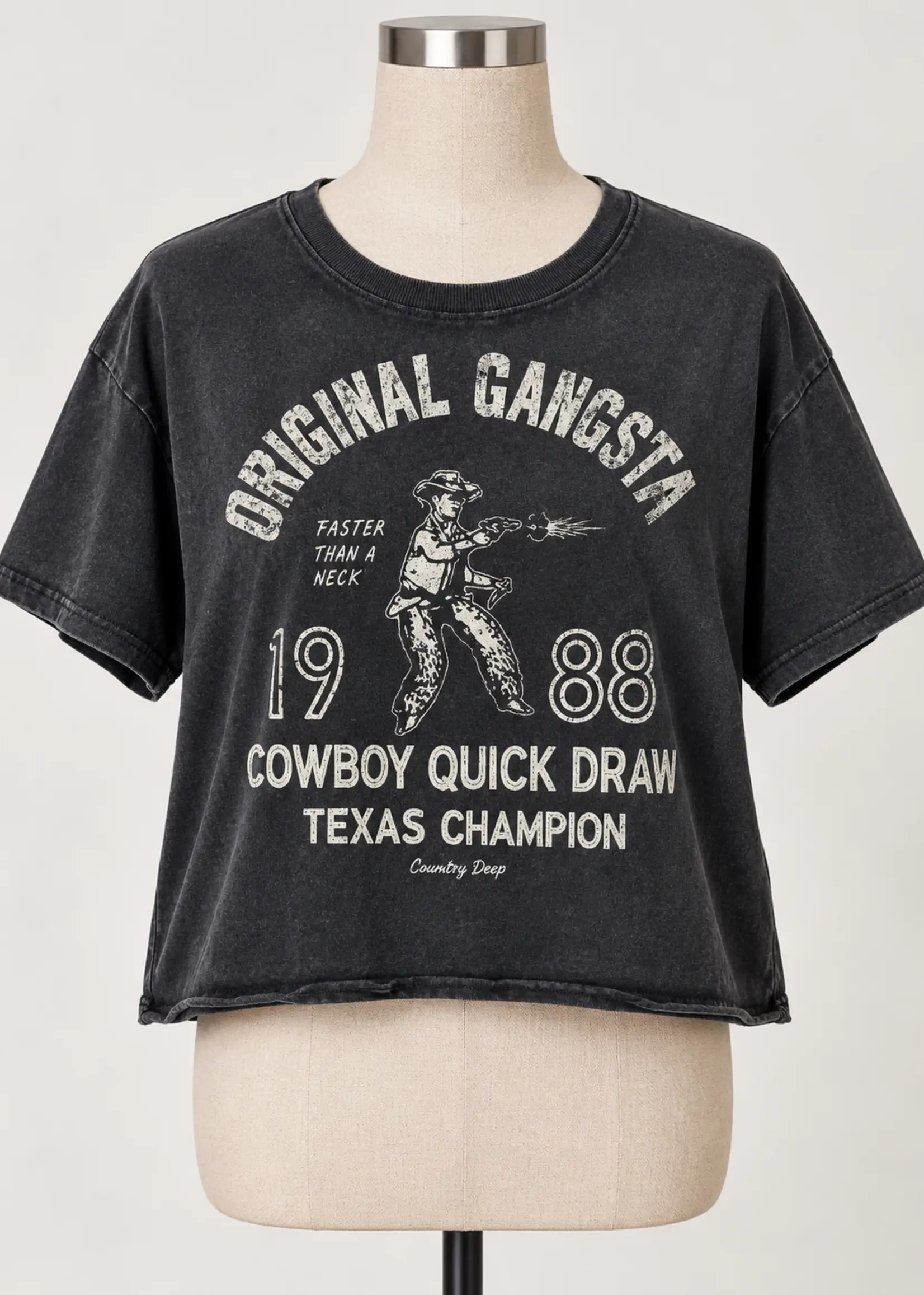 Country Deep Original Gangsta Crop Tee Black