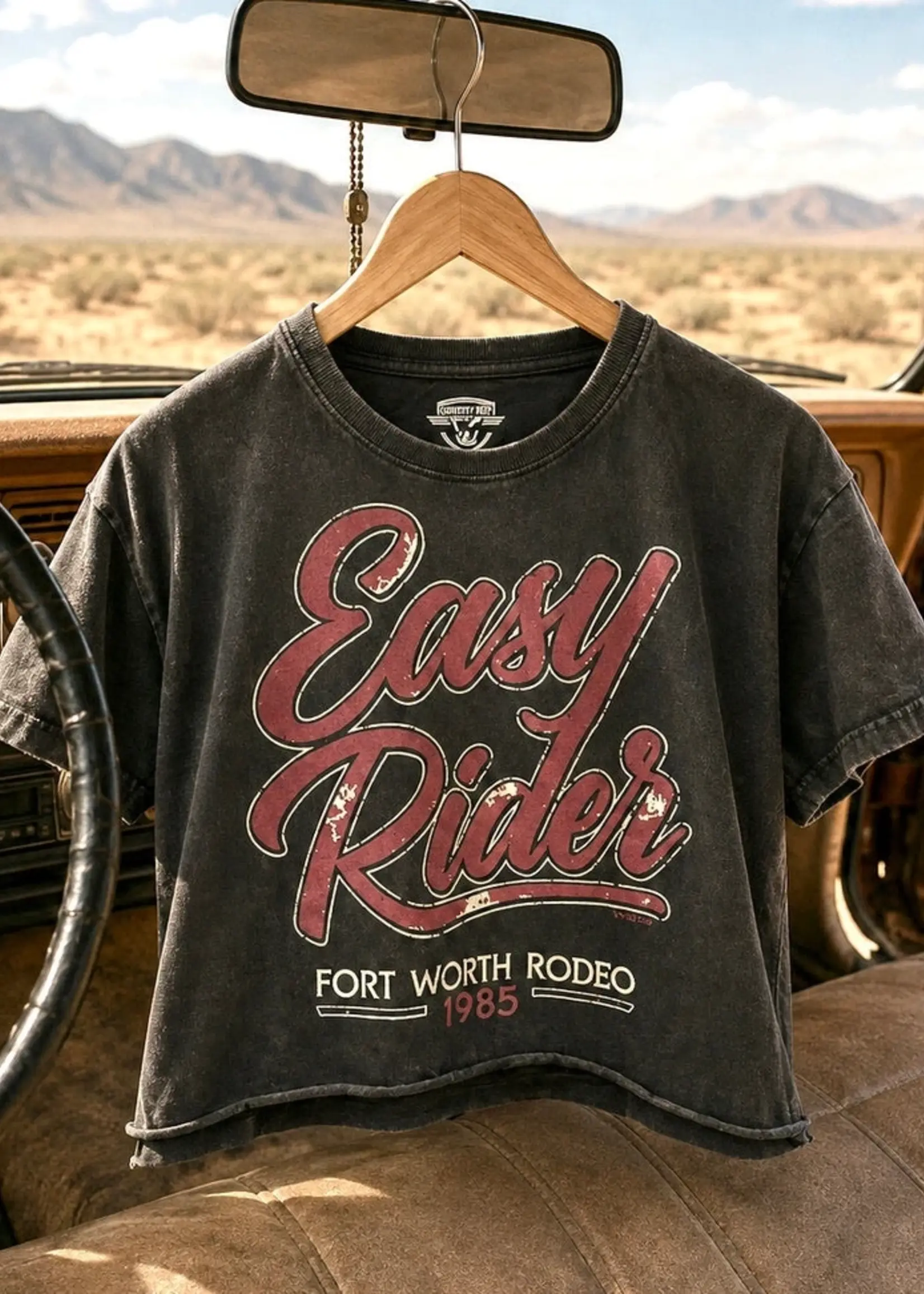 Country Deep Easy Rider Fort Worth 1985 Rodeo Acid Wash T-Shirt
