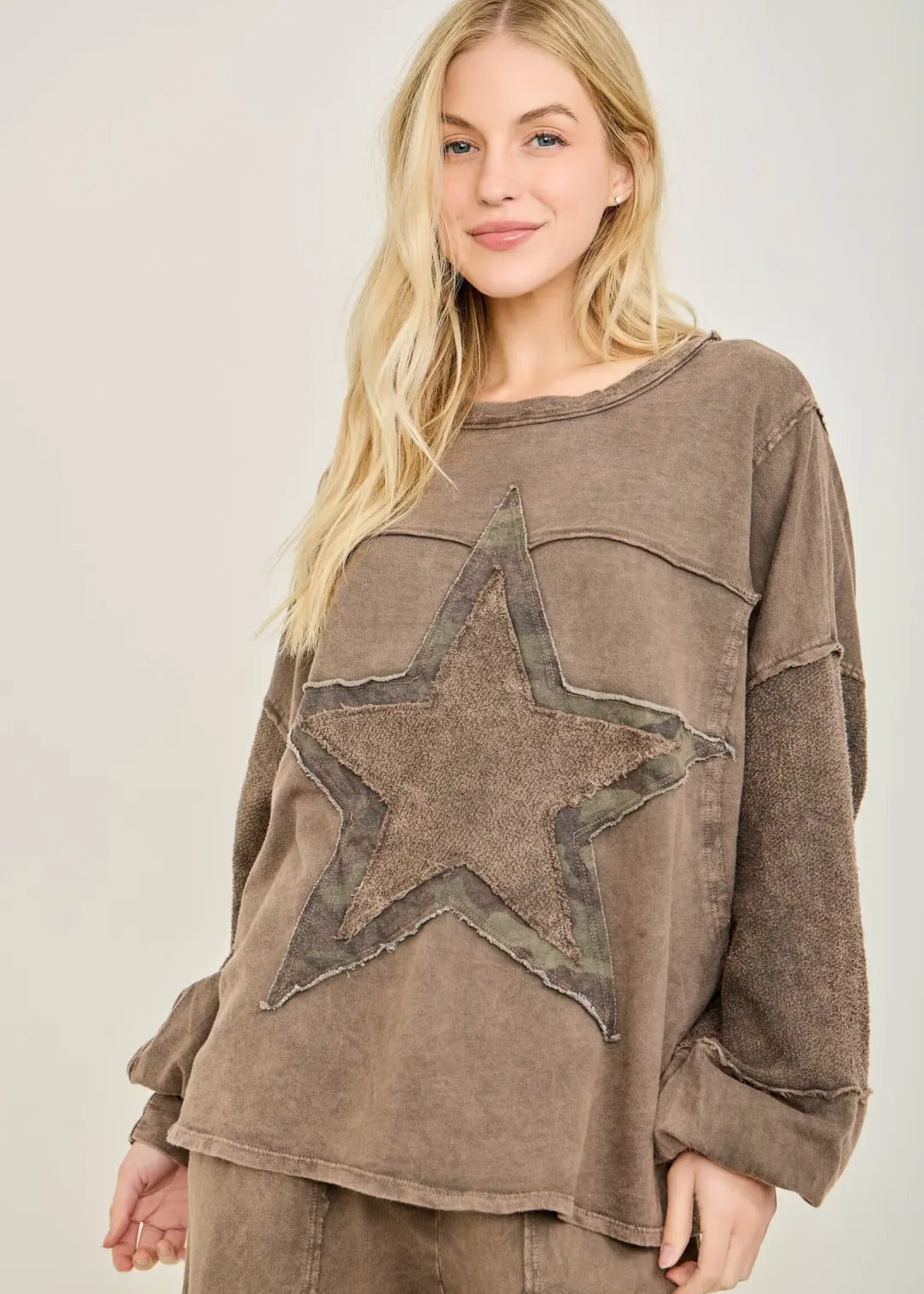 jHer Star Camo Sweatshirt Ash Oak