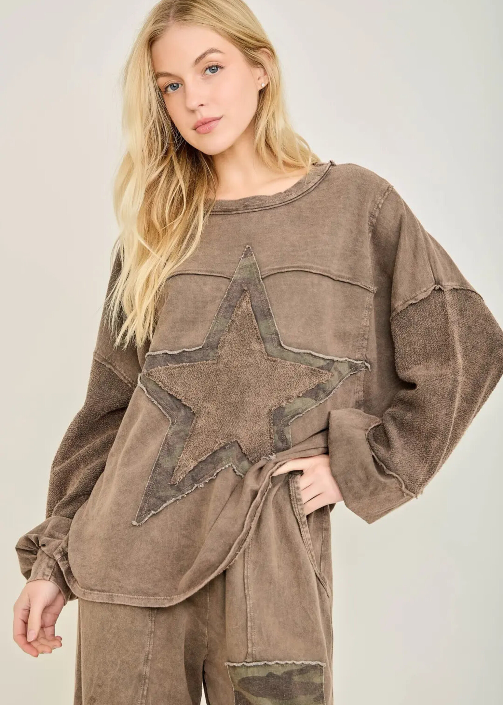 jHer Star Camo Sweatshirt Ash Oak