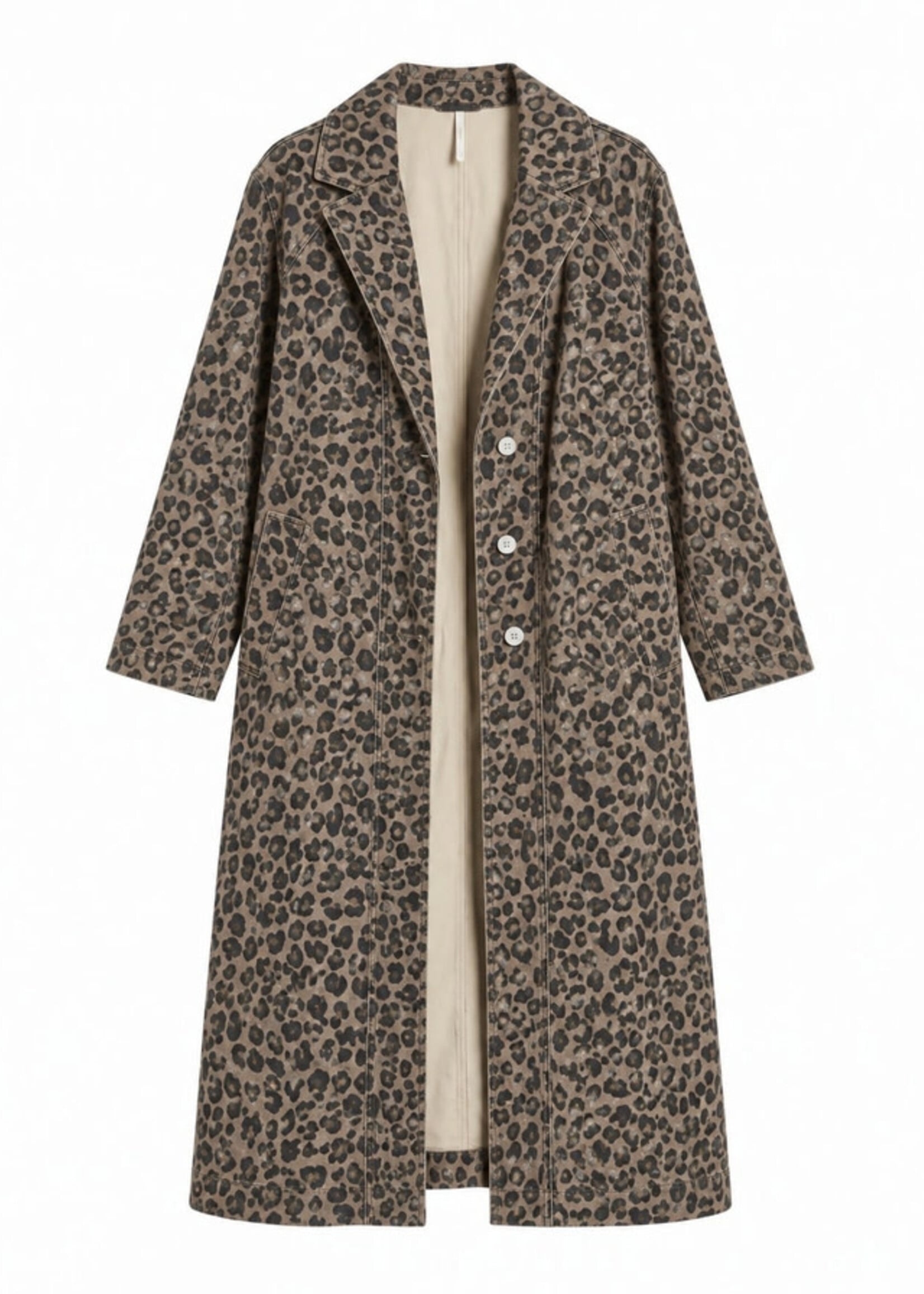 J Line Wild Muse Washed Leopard Denim Duster Coat PREORDER