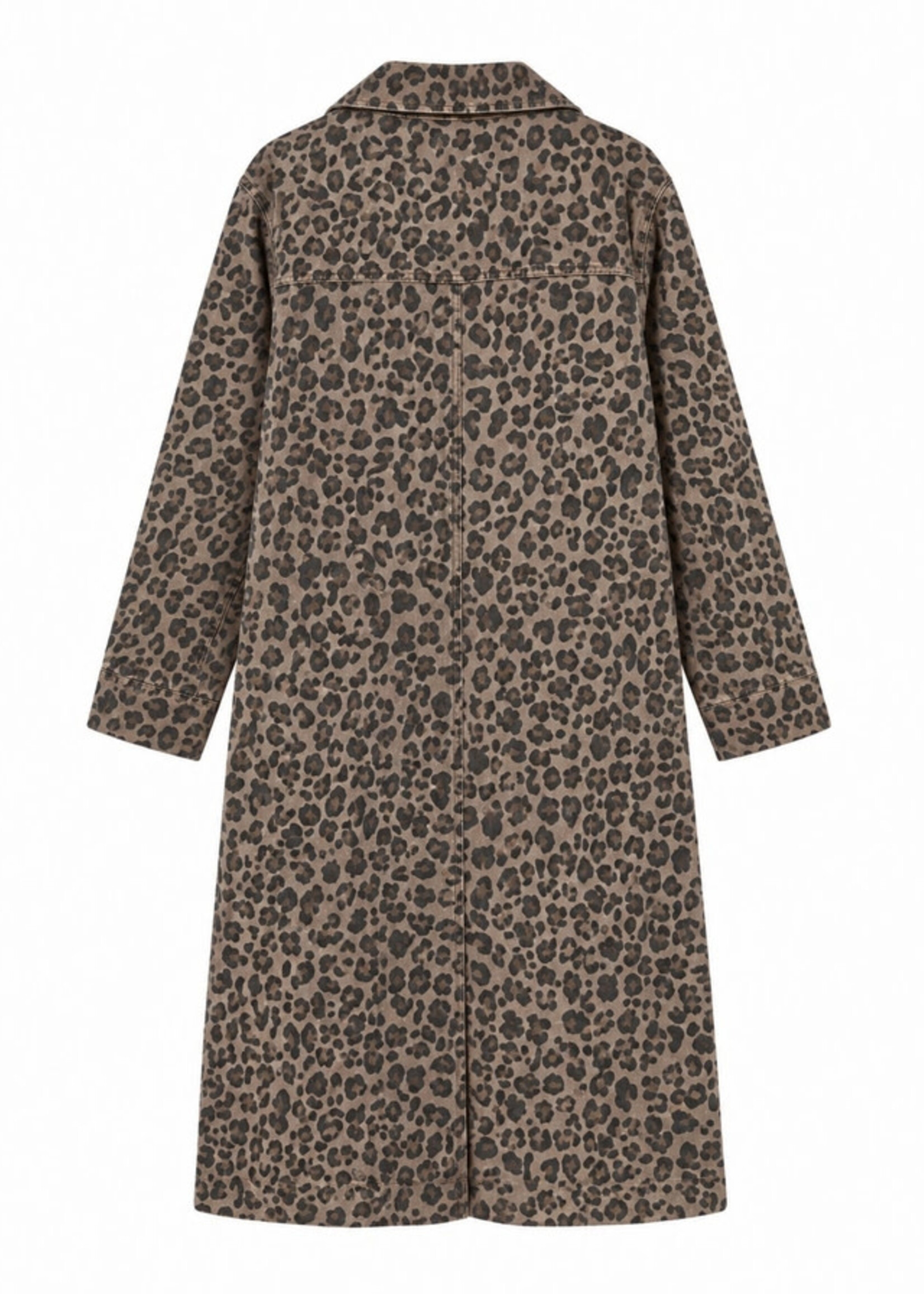 J Line Wild Muse Washed Leopard Denim Duster Coat PREORDER