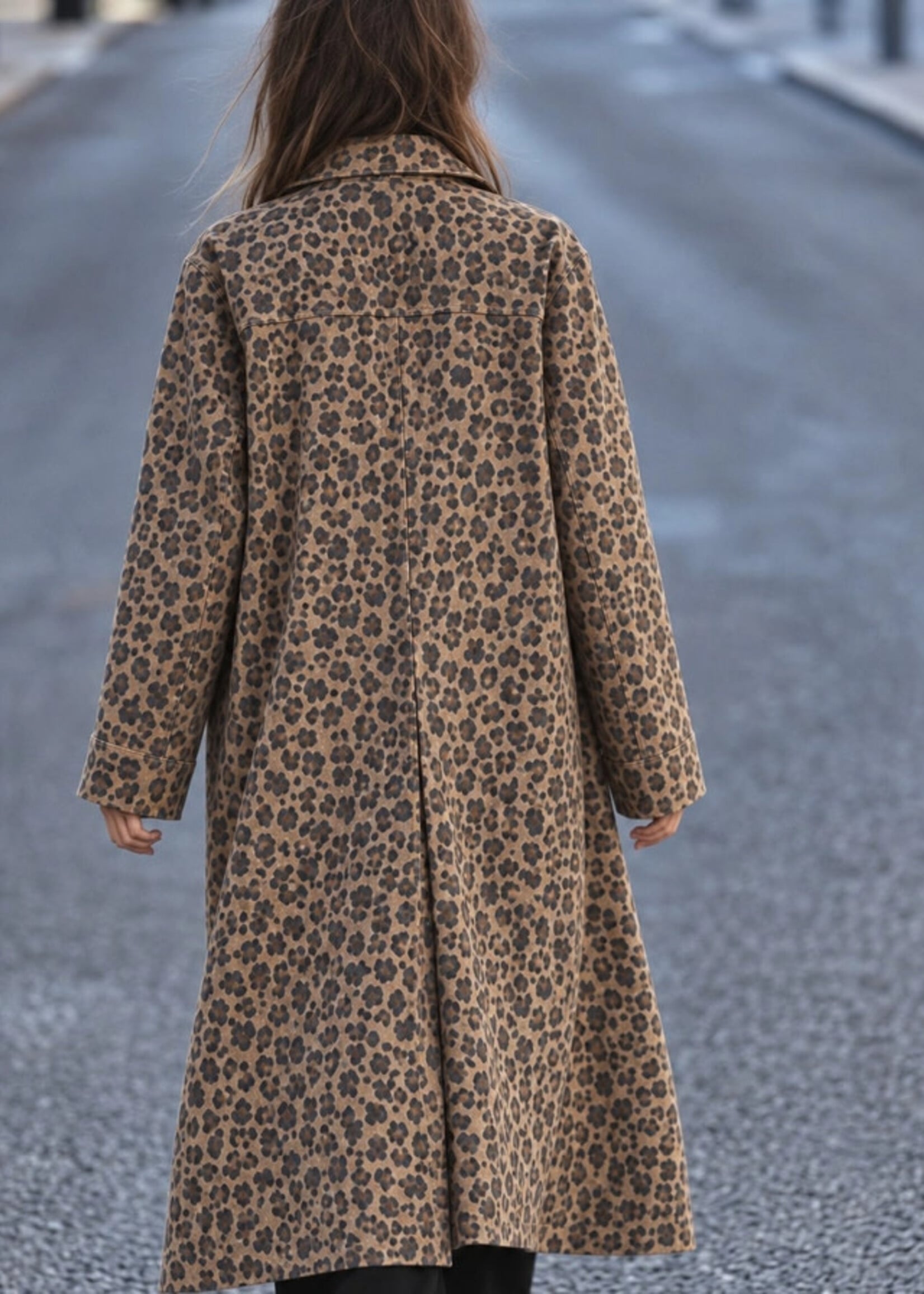 J Line Wild Muse Washed Leopard Denim Duster Coat PREORDER