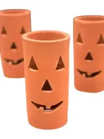 Tall Terracotta Jack-o-lantern luminary