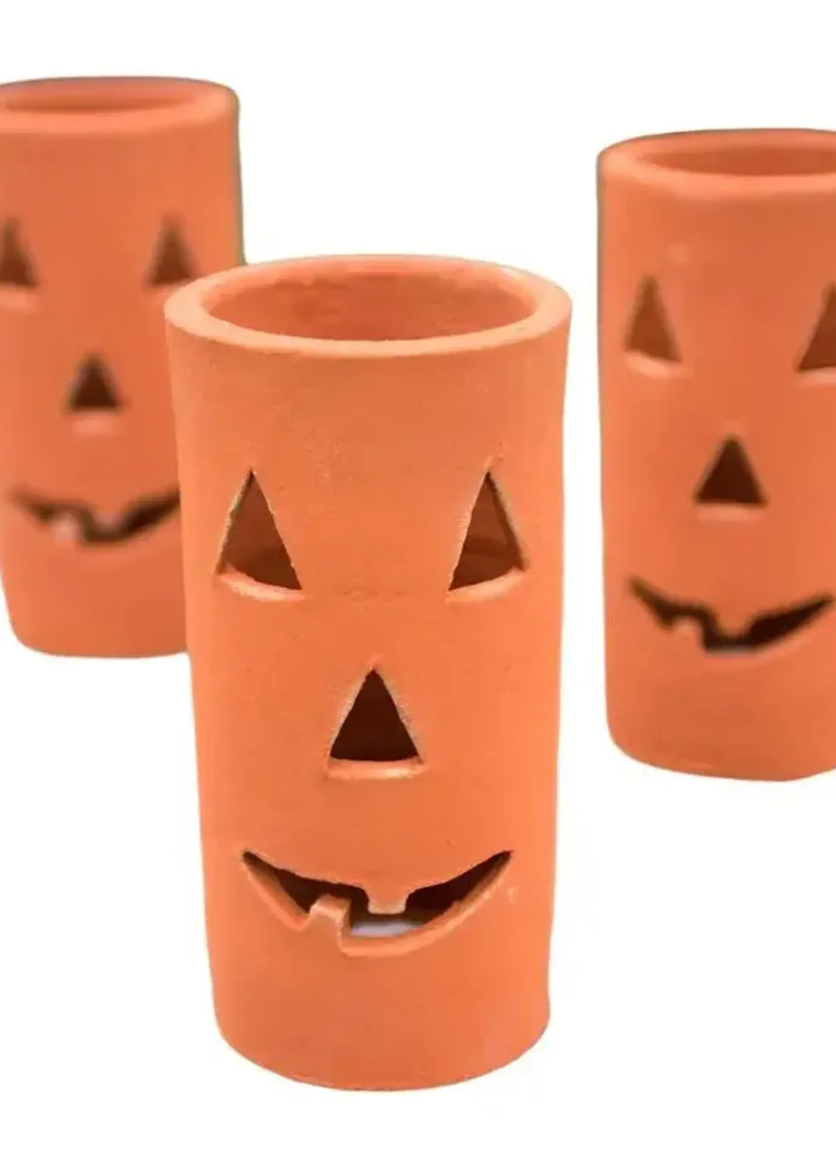 Tall Terracotta Jack-o-lantern luminary