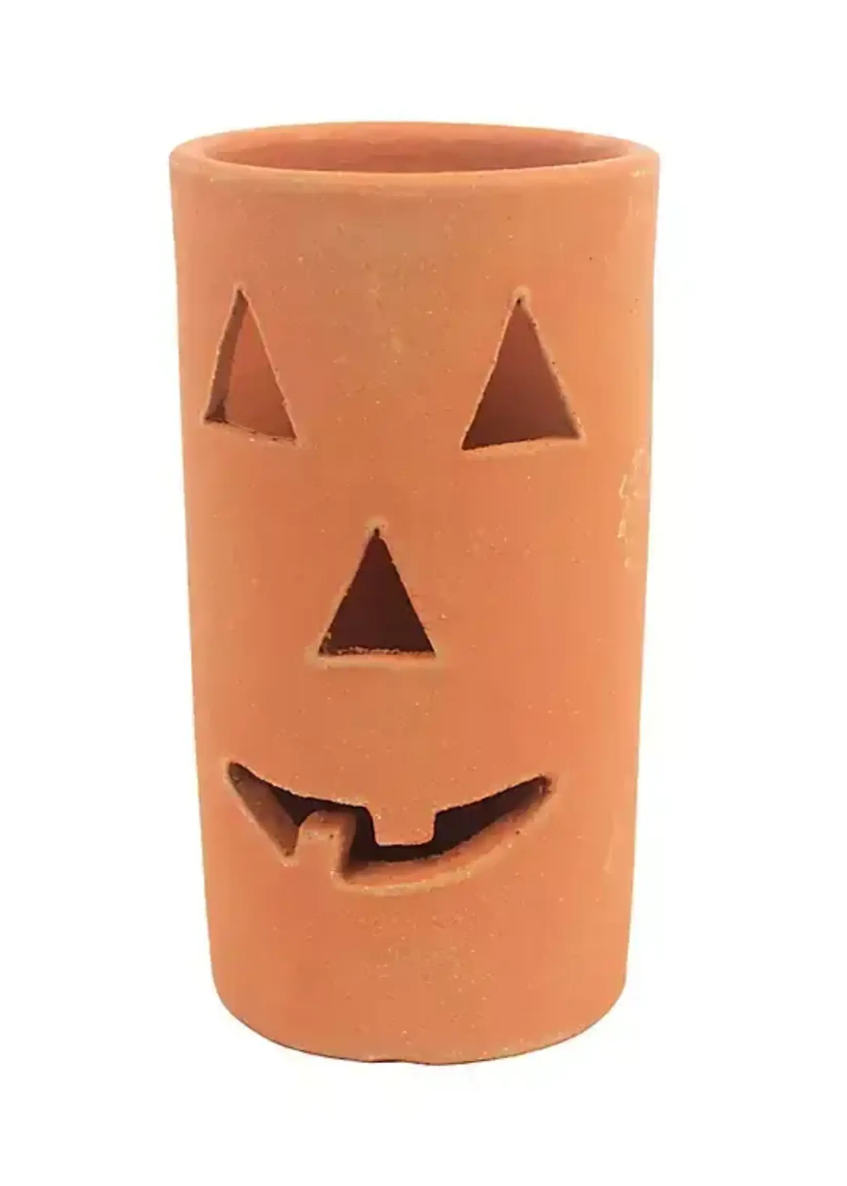 Tall Terracotta Jack-o-lantern luminary