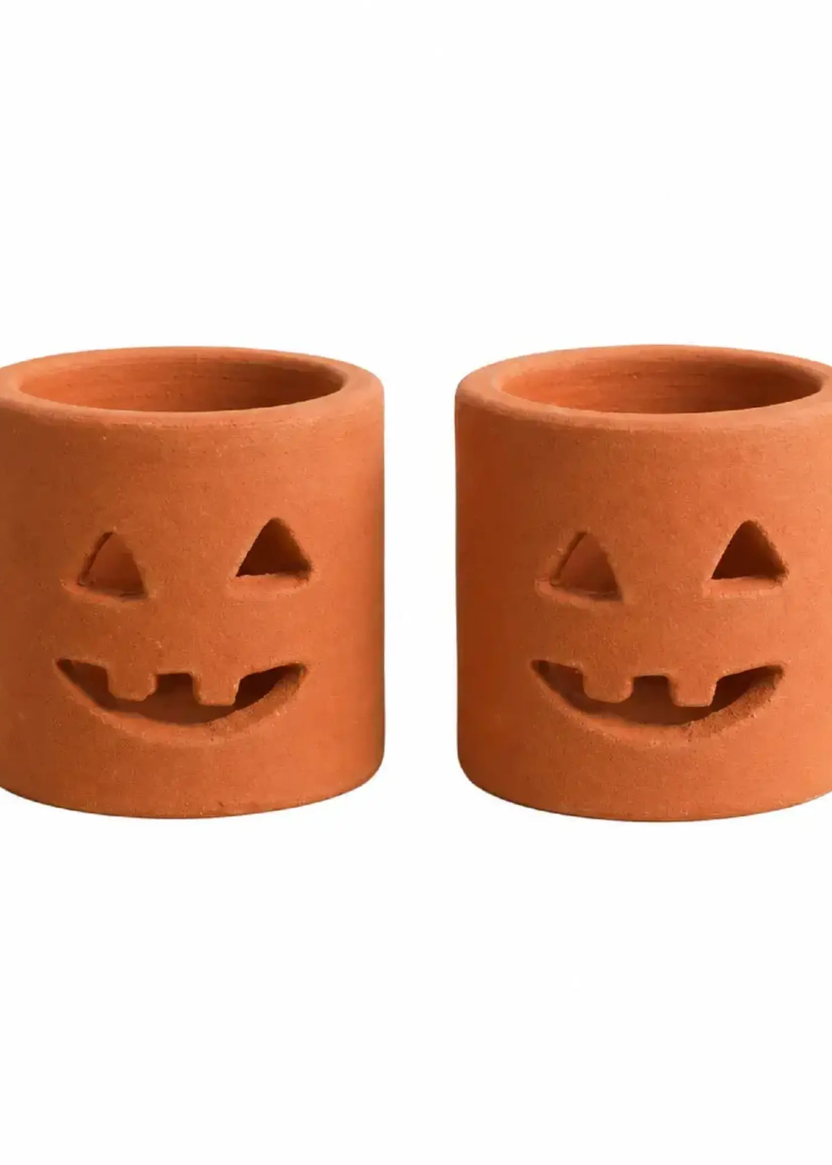 Short Clay Jack-0-lantern luminary