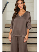 Milio Milano Silky Brown V-Neck Top