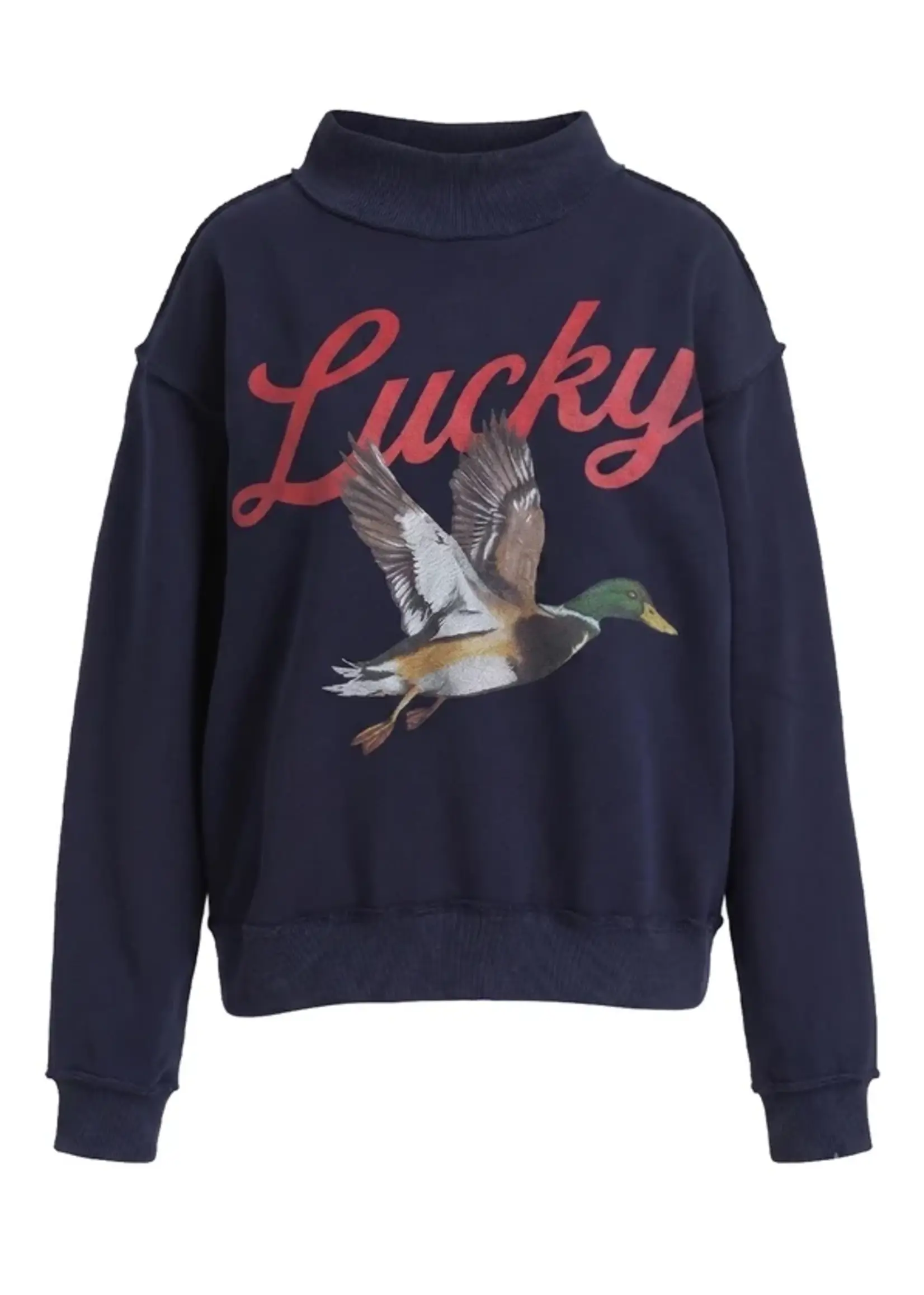 BUCKETLIST Lucky Duck Mallard Mockneck Sweatshirt Navy