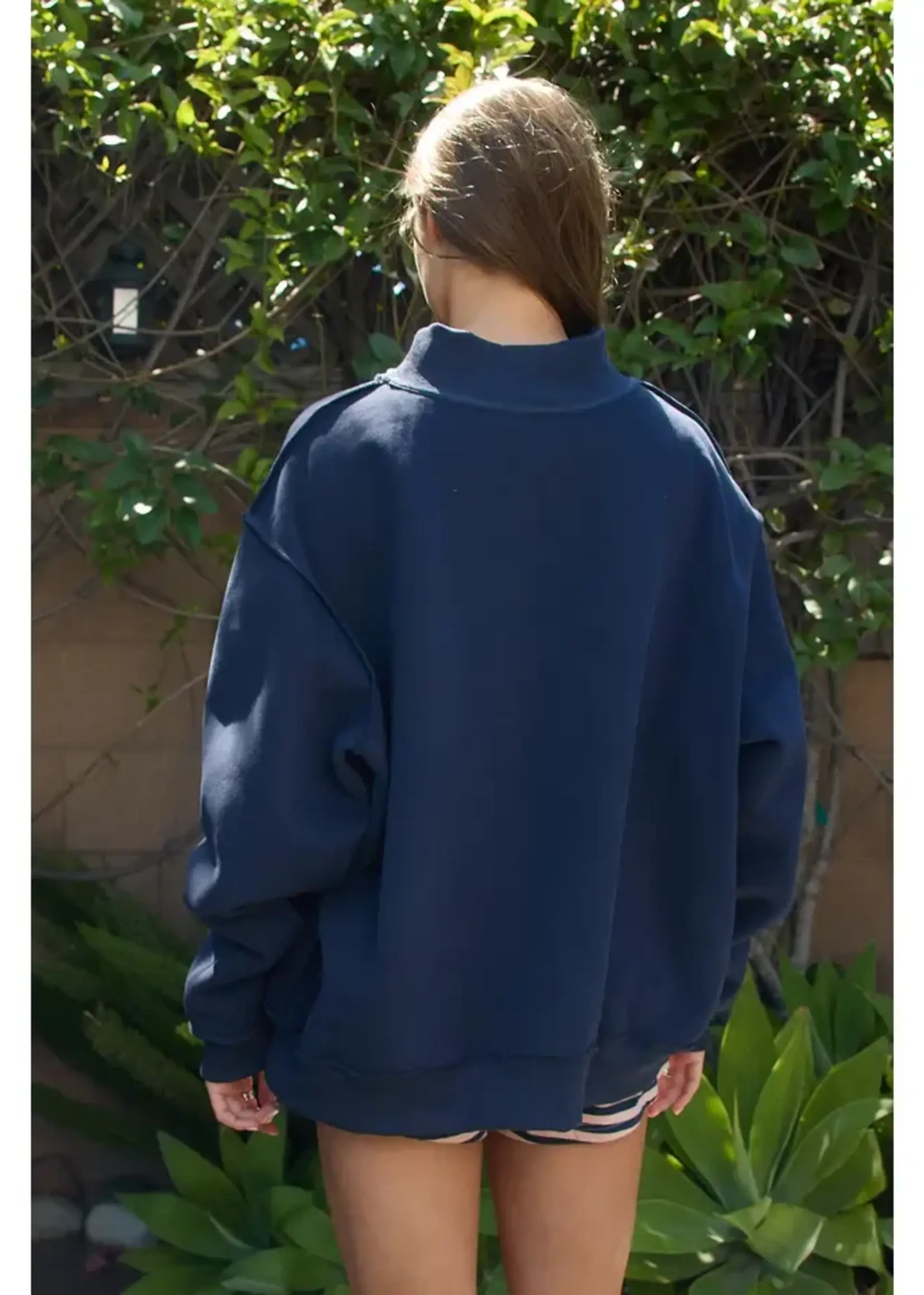 BUCKETLIST Lucky Duck Mallard Mockneck Sweatshirt Navy