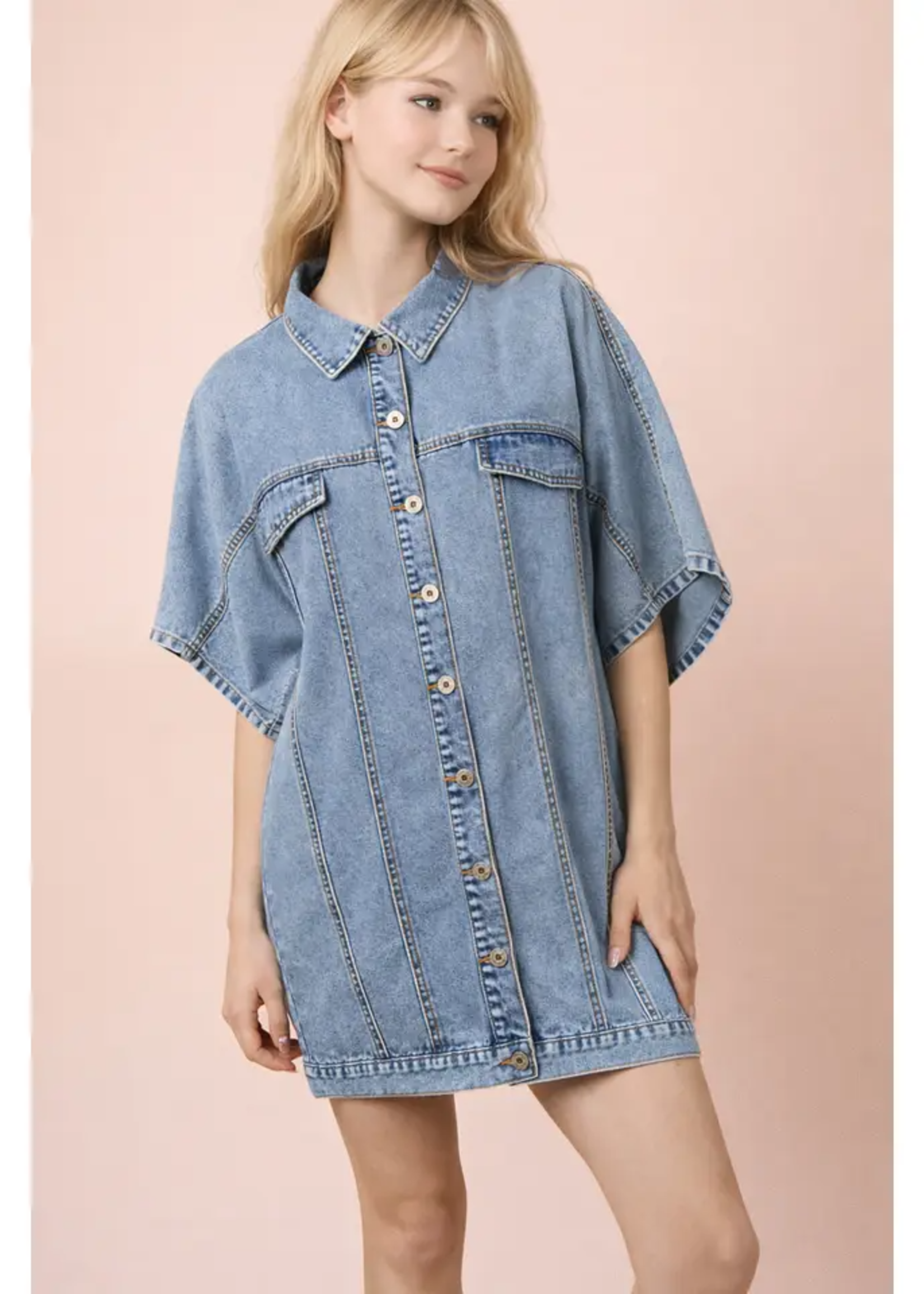 Very J Weekender Oversized Denim Tunic