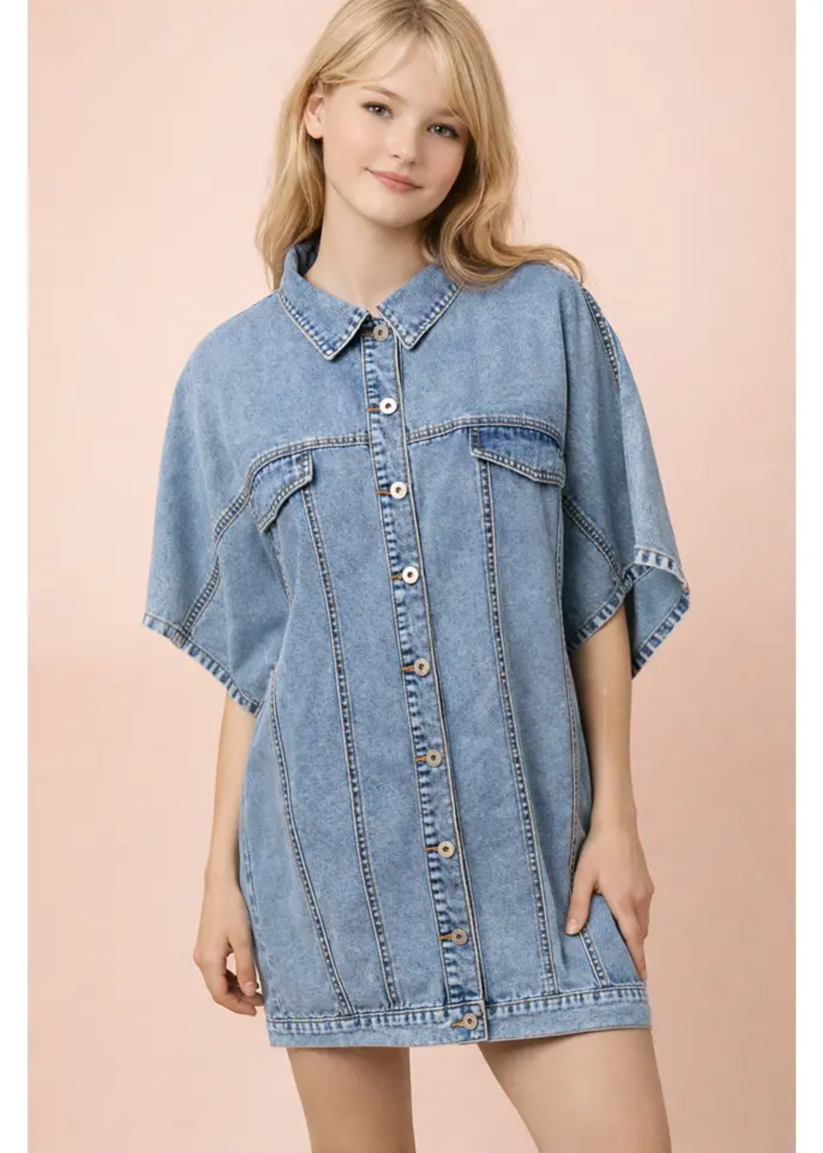 Very J Weekender Oversized Denim Tunic