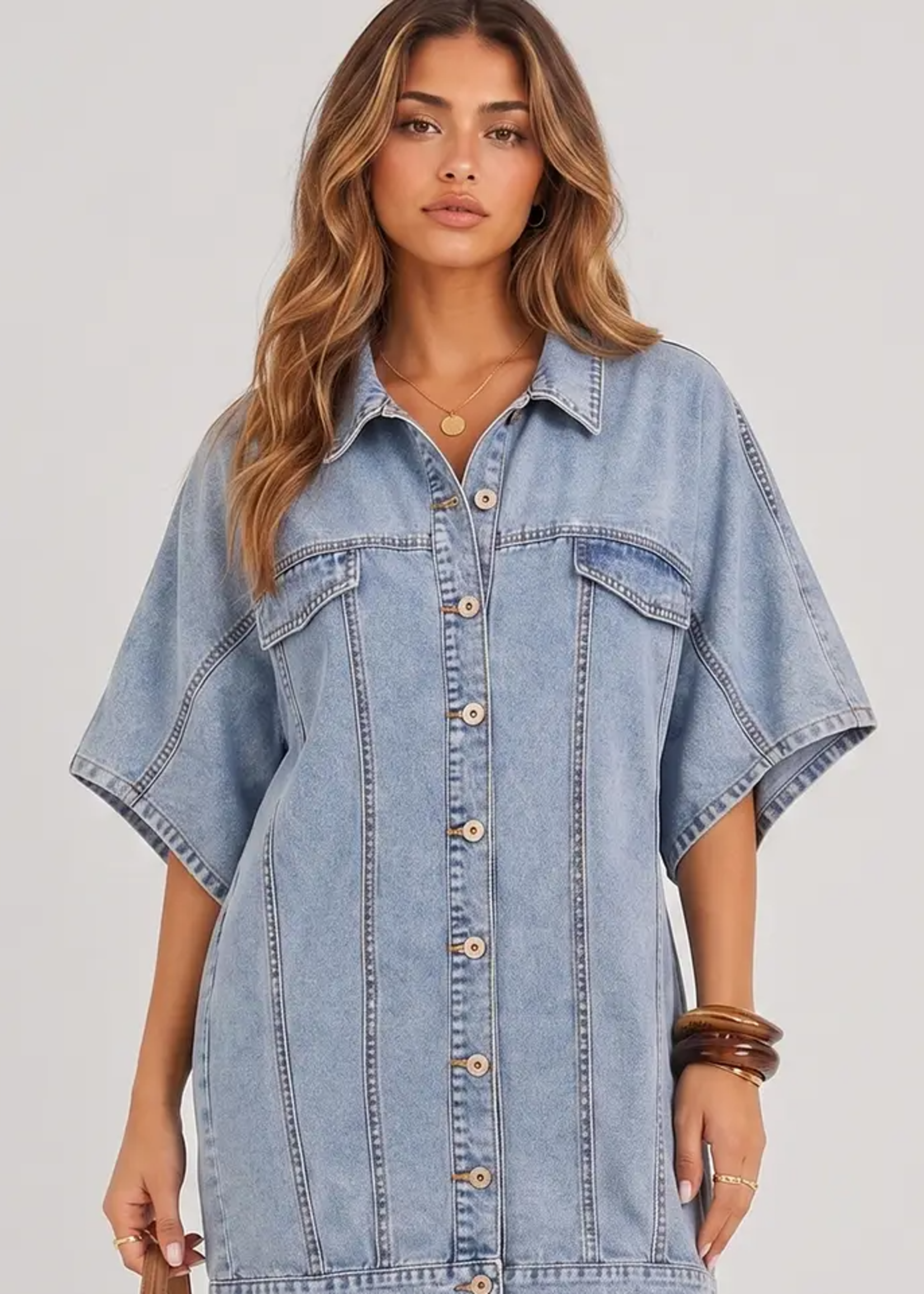 Very J Weekender Oversized Denim Tunic