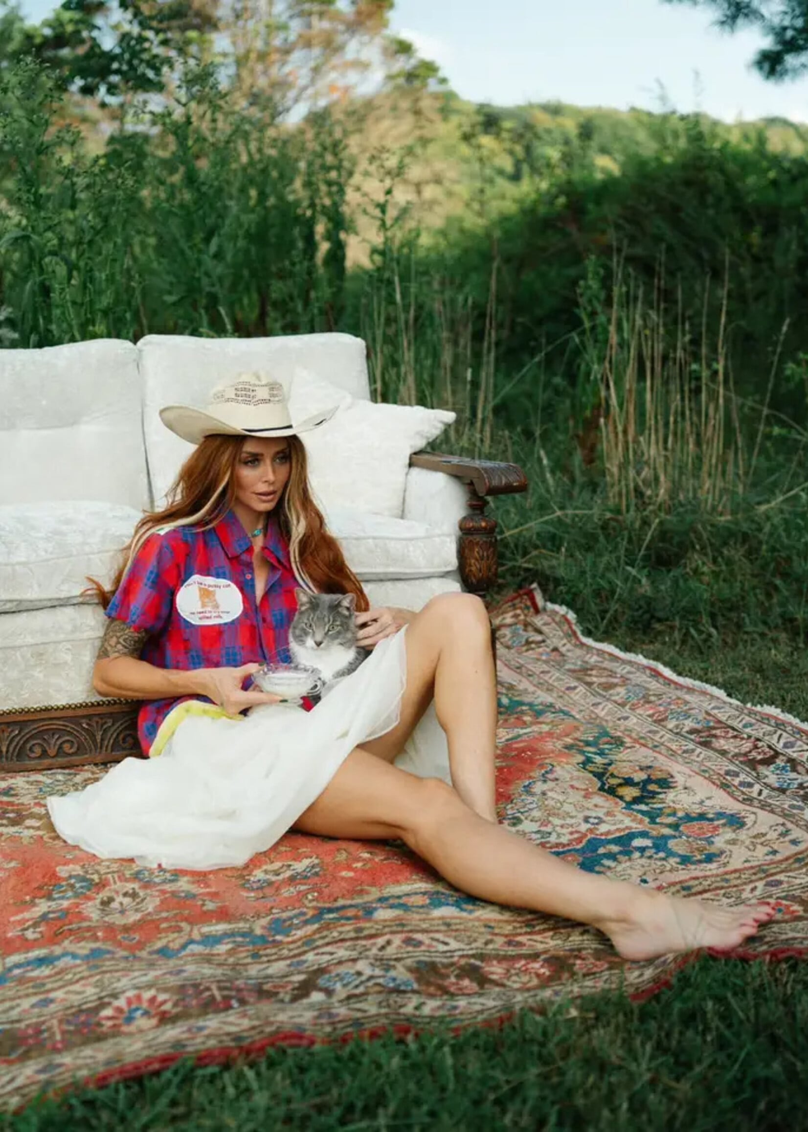 Happy Little Mother Respectfully Red Plaid Cat Spilled Milk Shirt