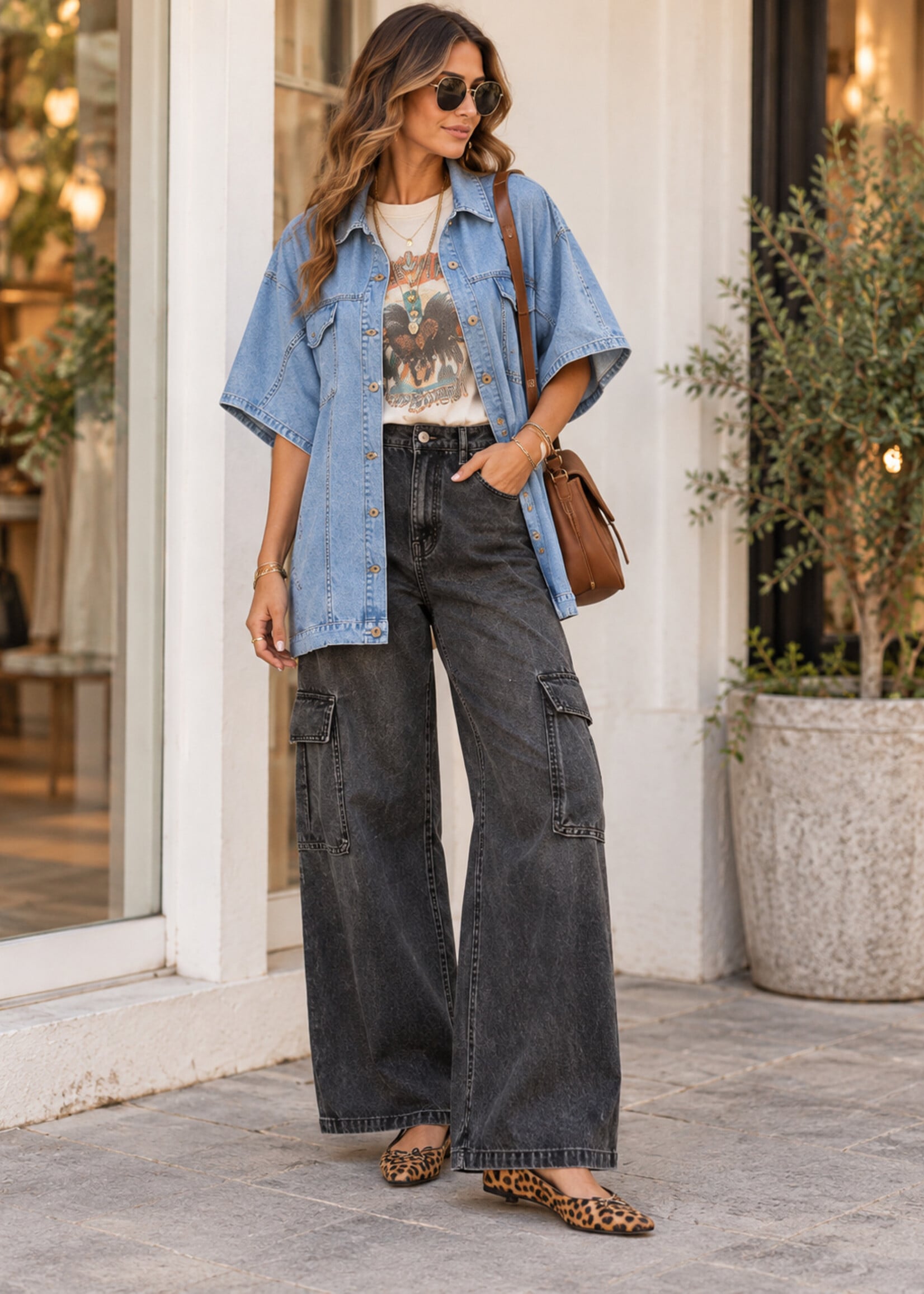 Very J Weekender Oversized Denim Tunic