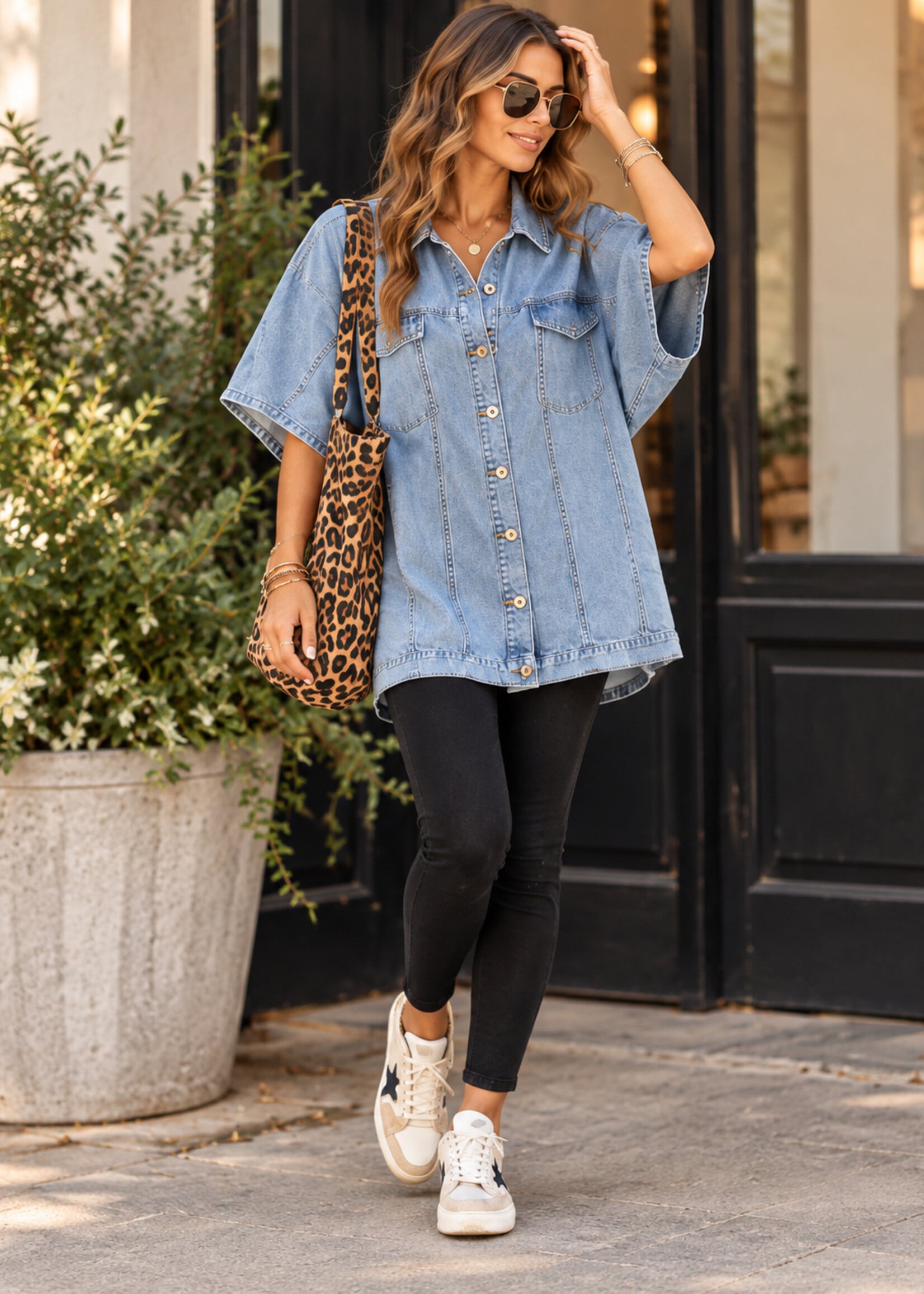 Very J Weekender Oversized Denim Tunic