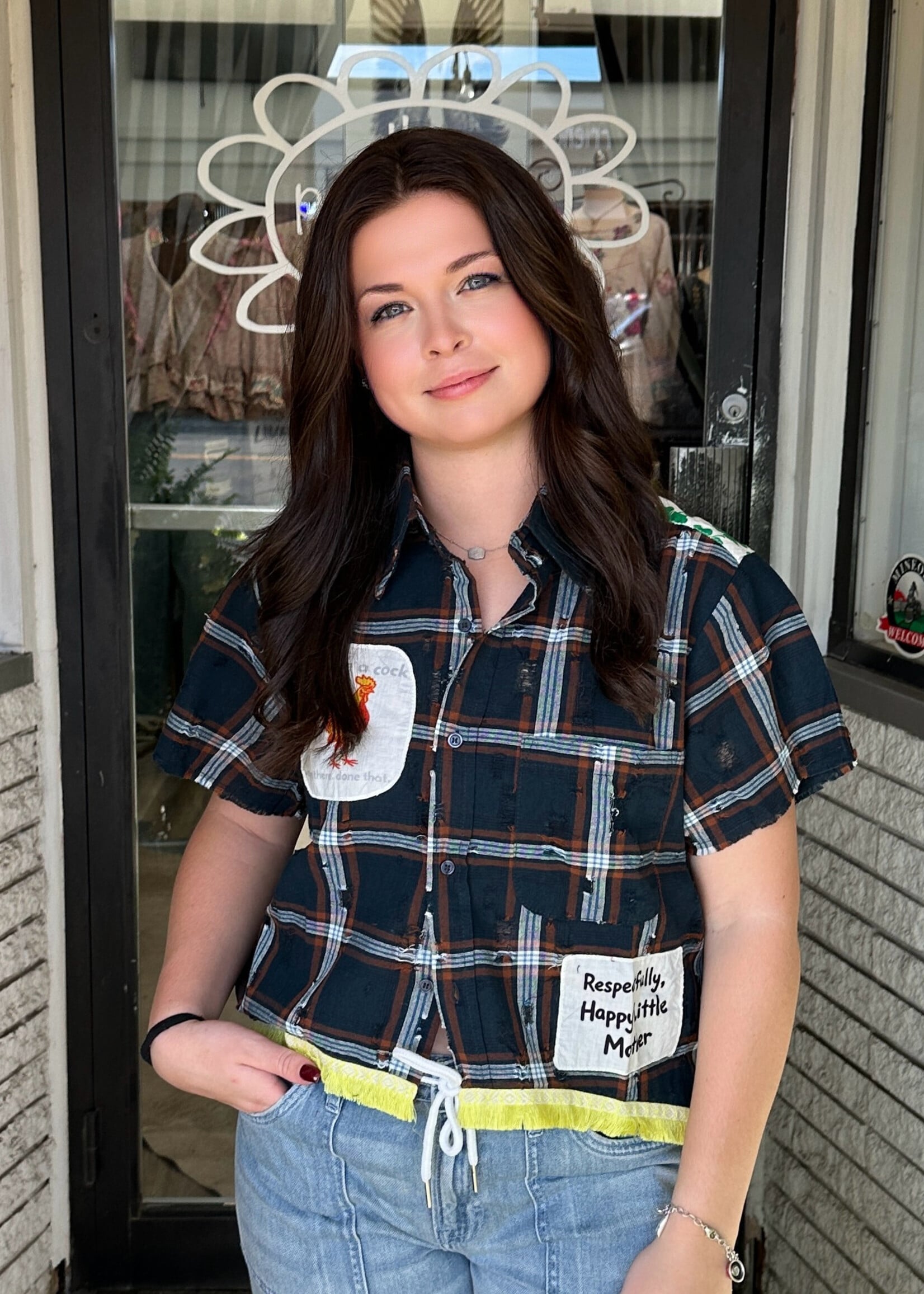 Happy Little Mother Respectfully Green Plaid Dog Shirt