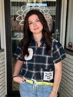 Happy Little Mother Respectfully Dk Green Plaid Rooster Shirt