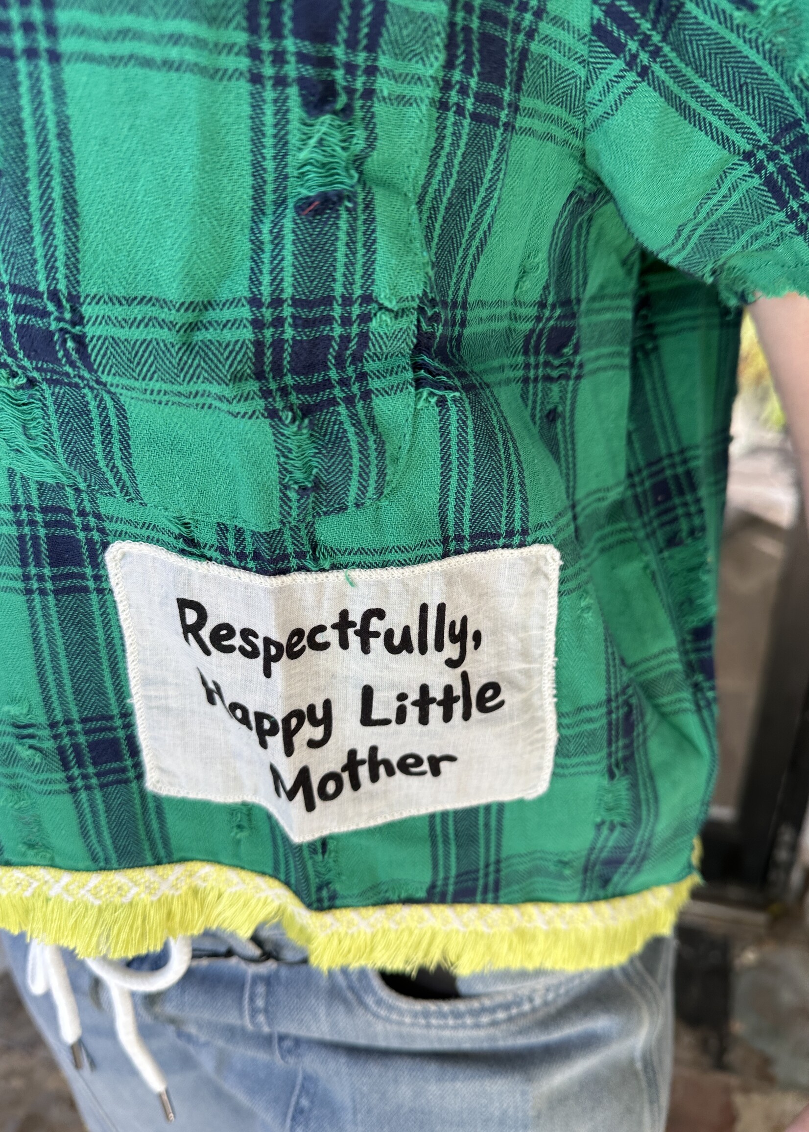 Happy Little Mother Respectfully Green Plaid Dog Shirt