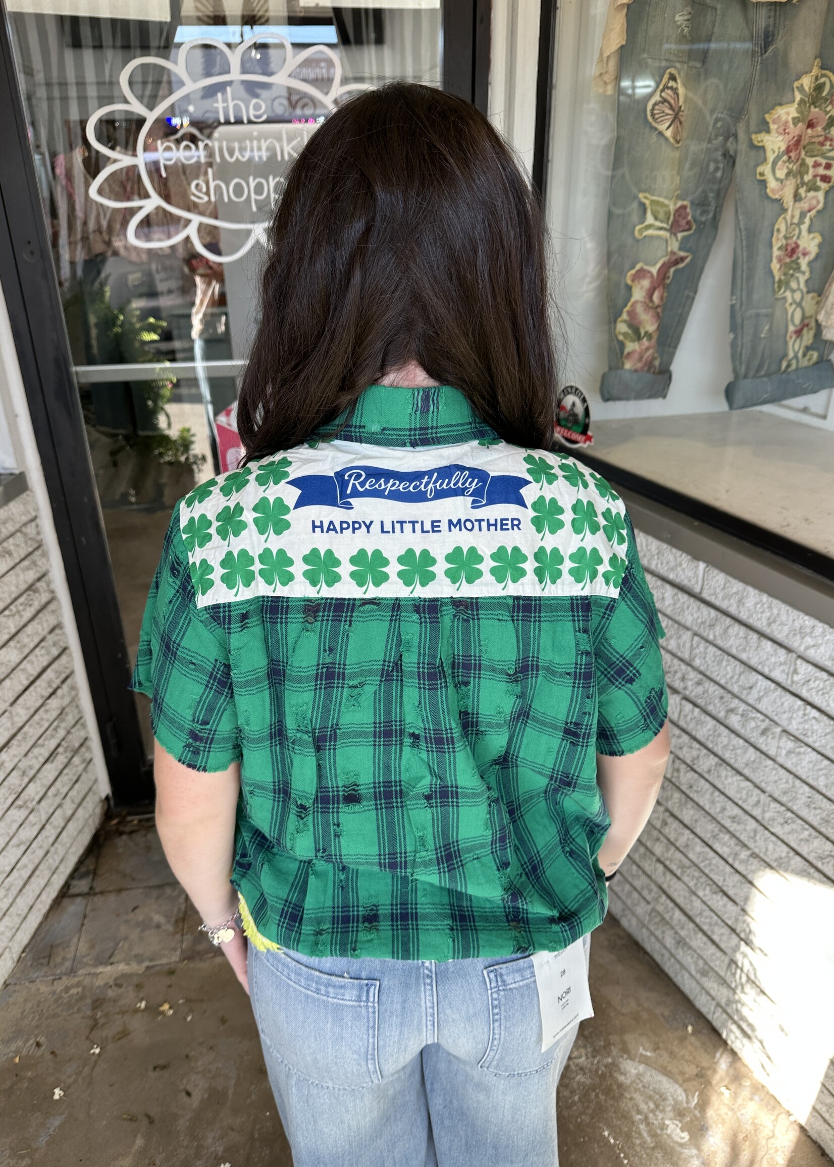 Happy Little Mother Respectfully Green Plaid Dog Shirt