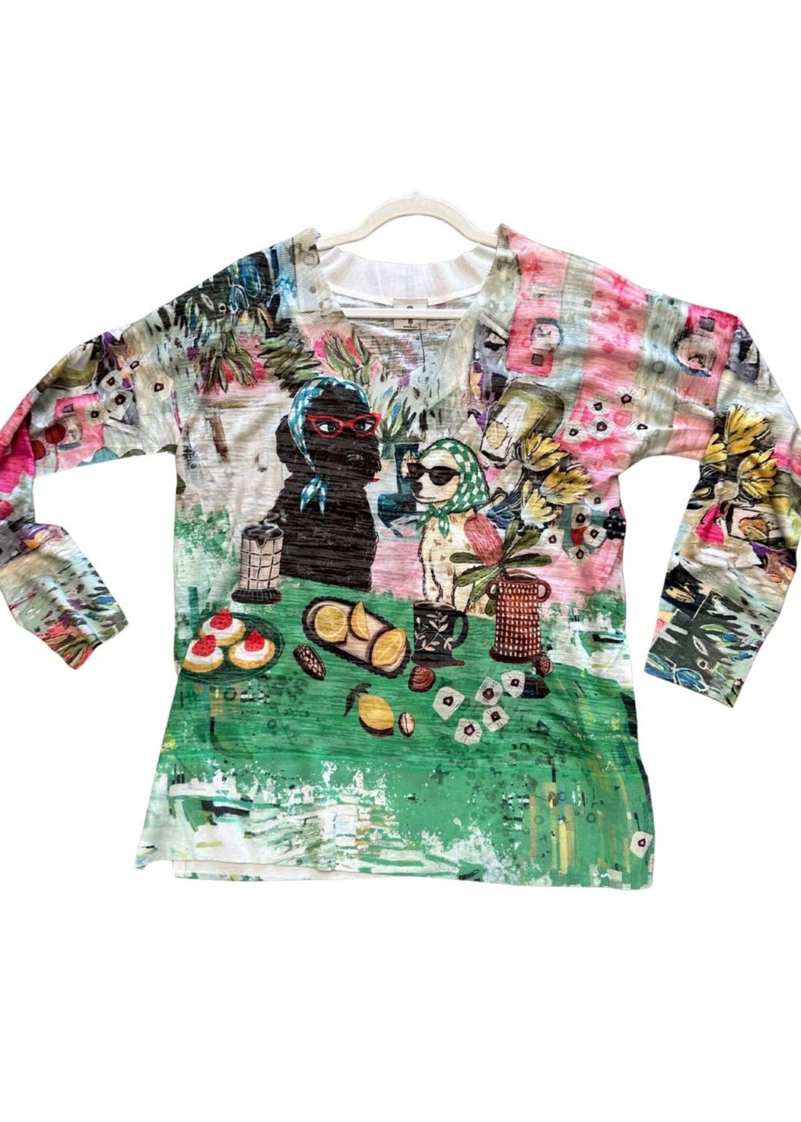 Inoah Spill the Tea V-Neck Top