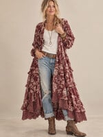 Jaded Gypsy Clothing Whispering Blooms Duster Wine One Size