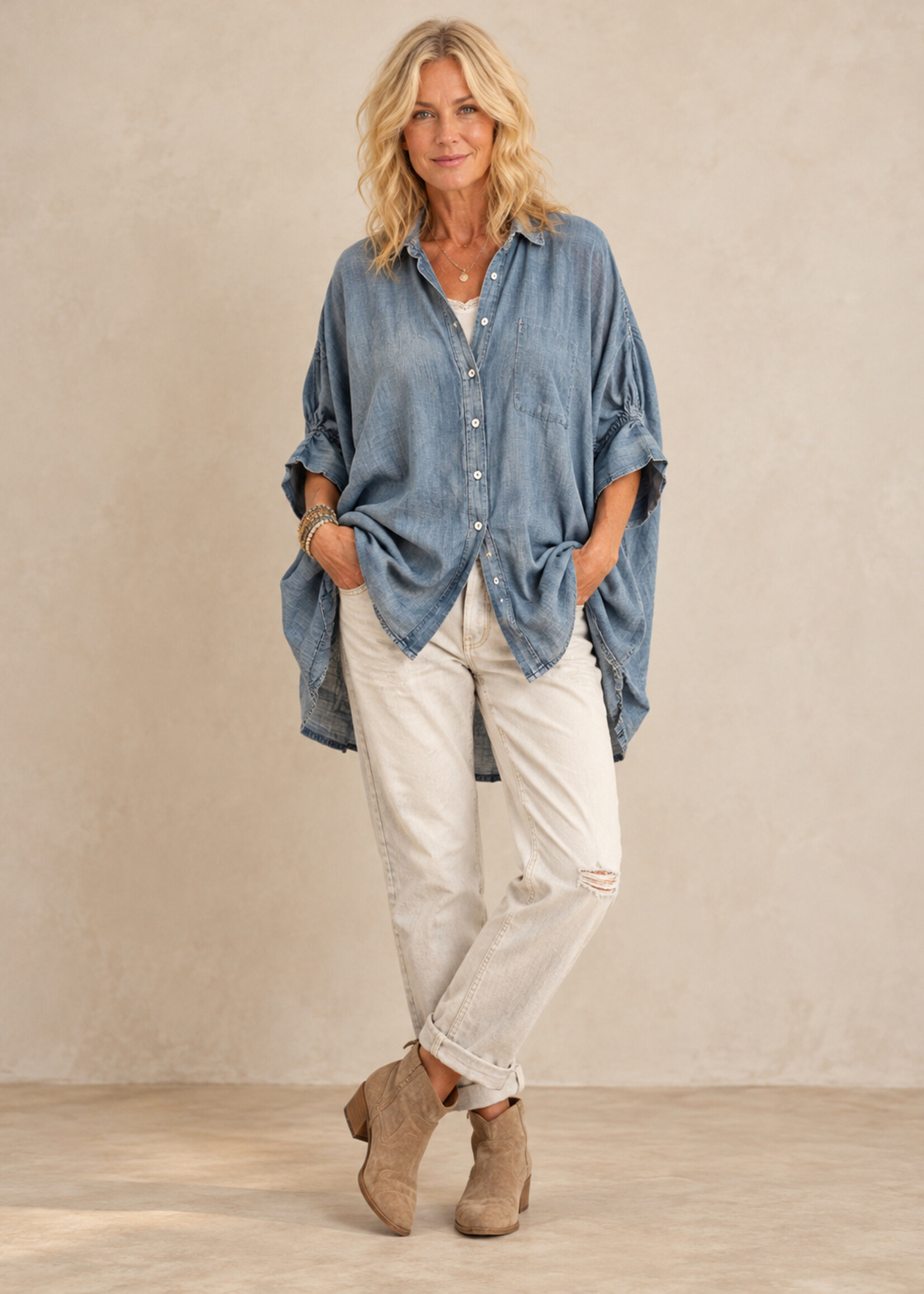 Jaded Gypsy Clothing Morning Meadow Chambray Top One Size