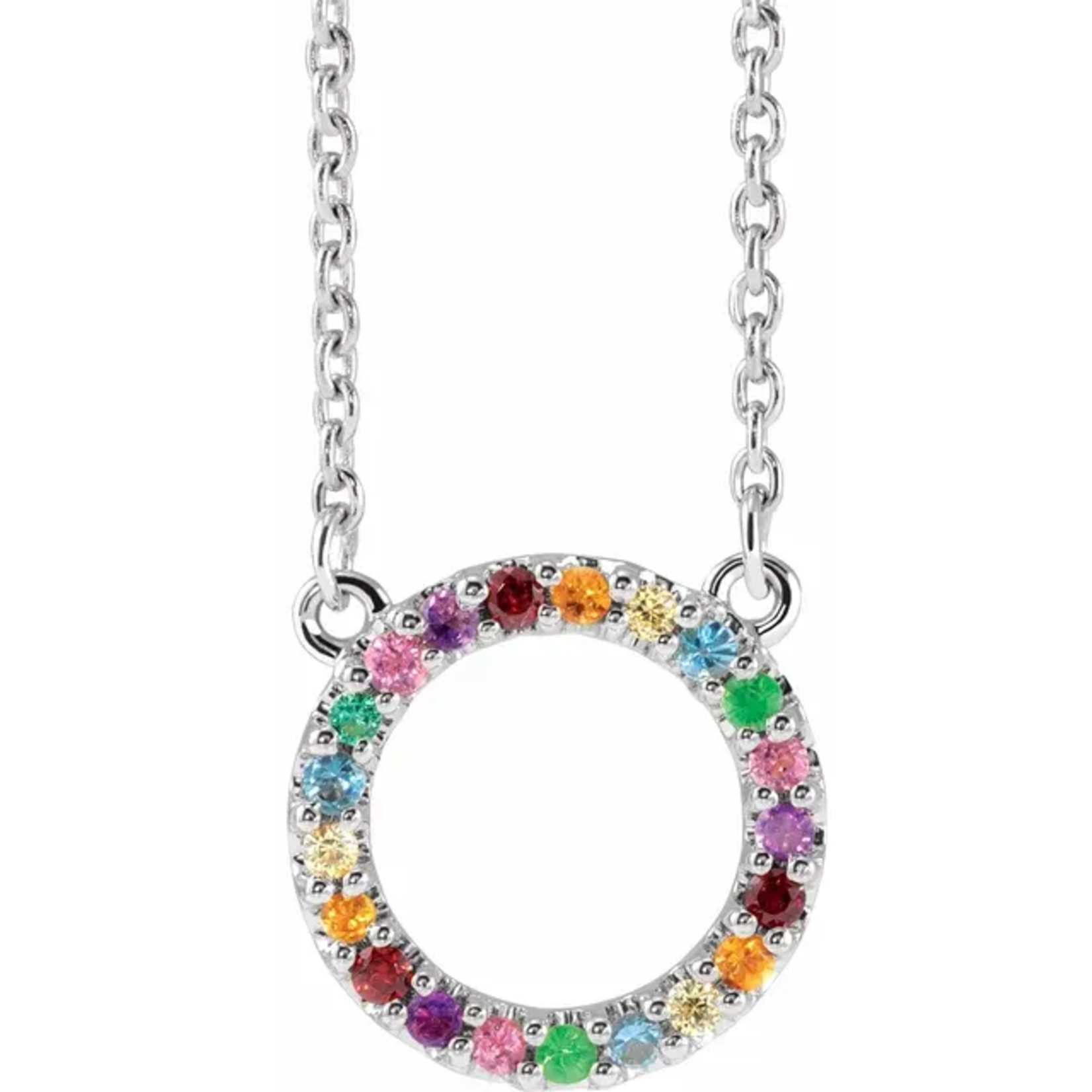 Mckay Diamonds Circle Rainbow Necklace with Colorful Gemstones