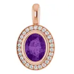 Mckay Diamonds Ornate Oval Halo Amethyst and Lab-Grown  Diamond Pendant