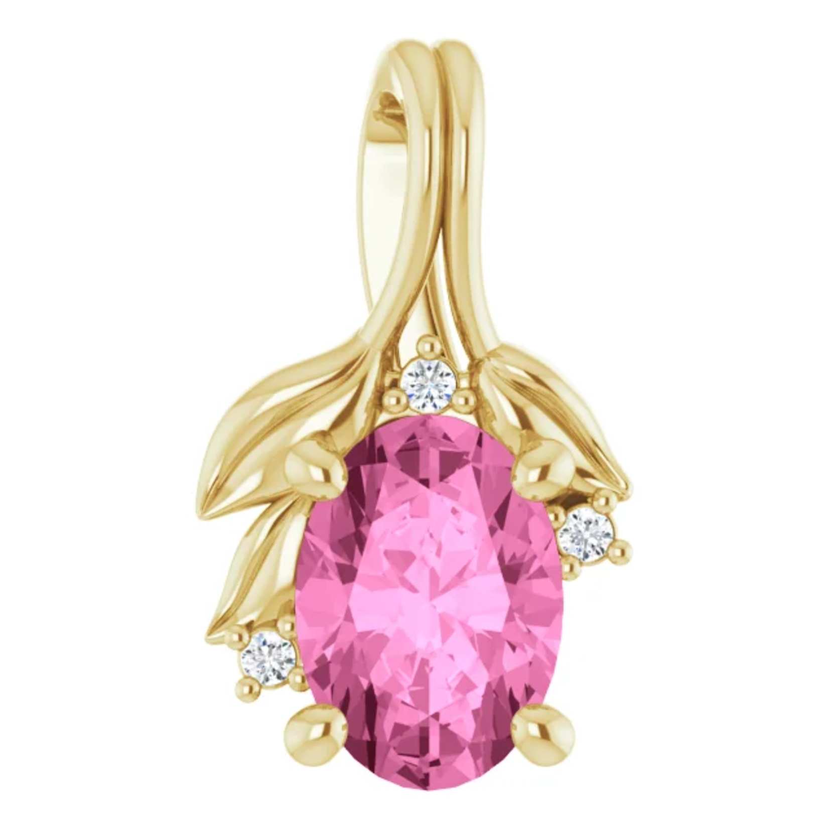 Mckay Diamonds Delicate Leaf Pendant with Natural Pink Sapphire and Diamond Accents