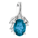 Mckay Diamonds Delicate Leaf Pendant with London Blue Topaz and Diamond Accents