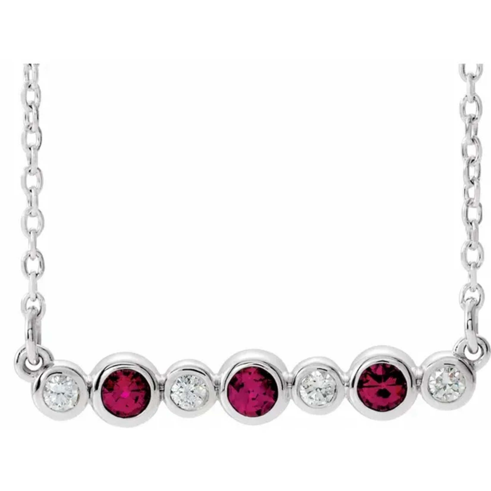 Mckay Diamonds Bezel-Set Natural Ruby and Diamond Necklace
