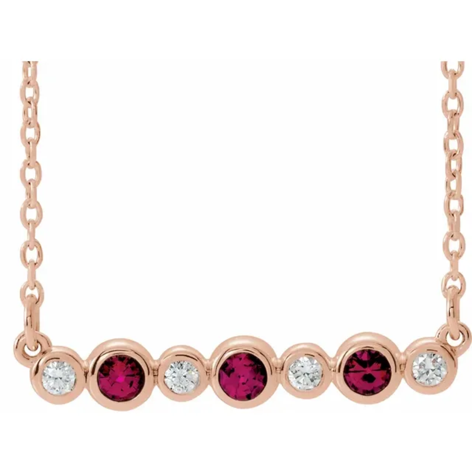 Mckay Diamonds Bezel-Set Natural Ruby and Diamond Necklace