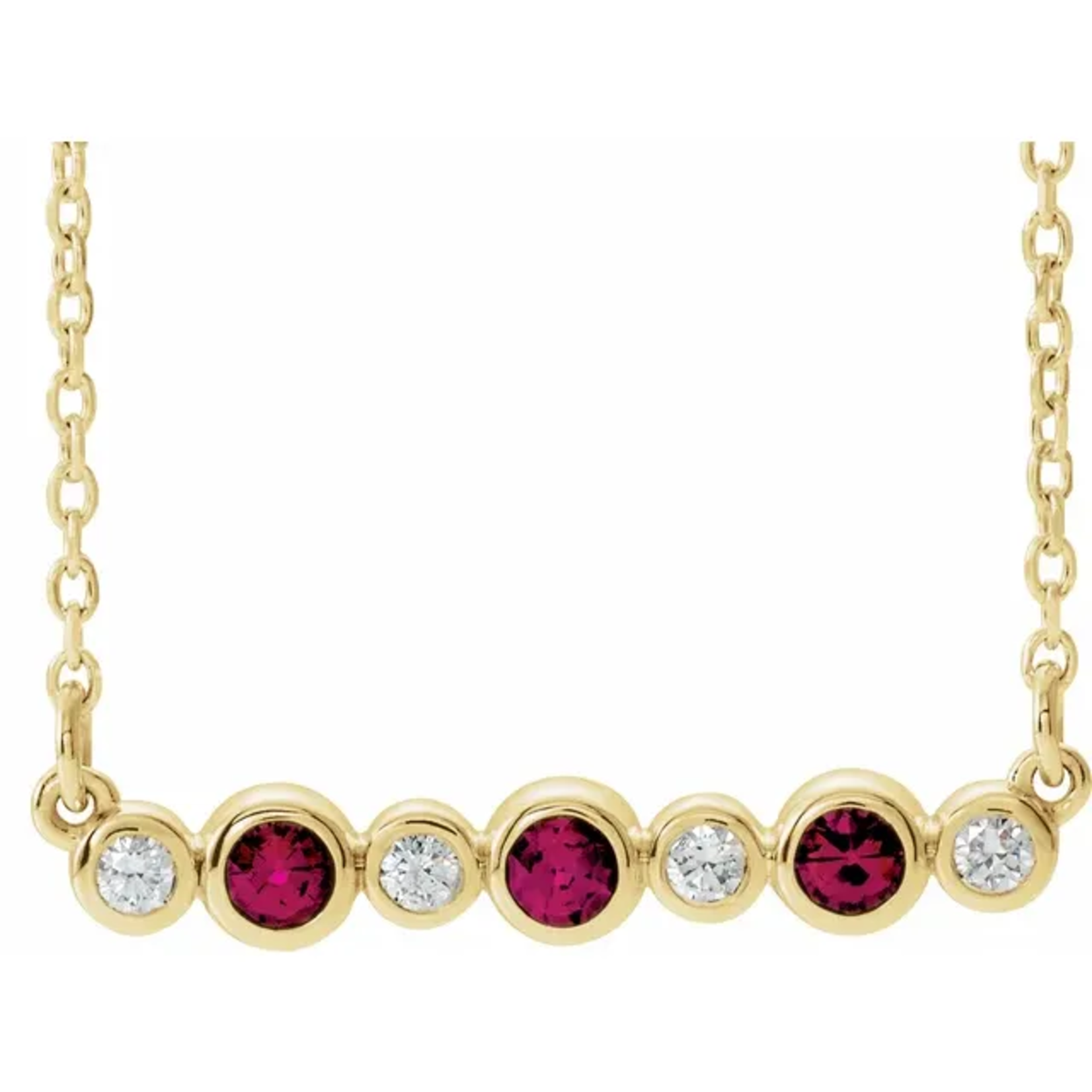 Mckay Diamonds Bezel-Set Natural Ruby and Diamond Necklace
