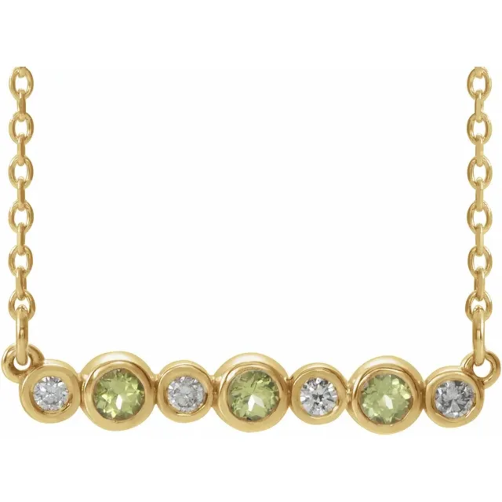 Mckay Diamonds Bezel-Set Natural Peridot and Diamond Necklace
