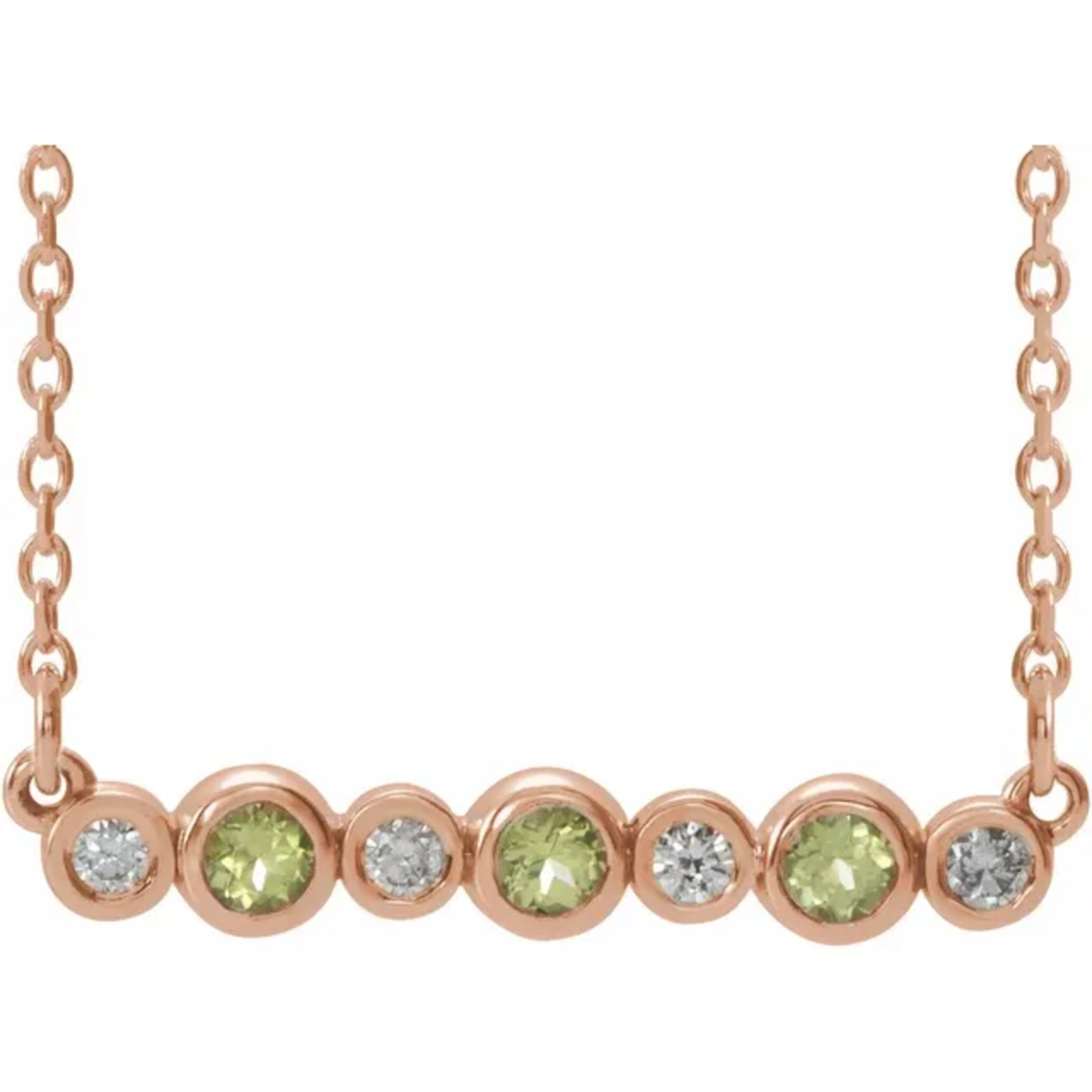 Mckay Diamonds Bezel-Set Natural Peridot and Diamond Necklace