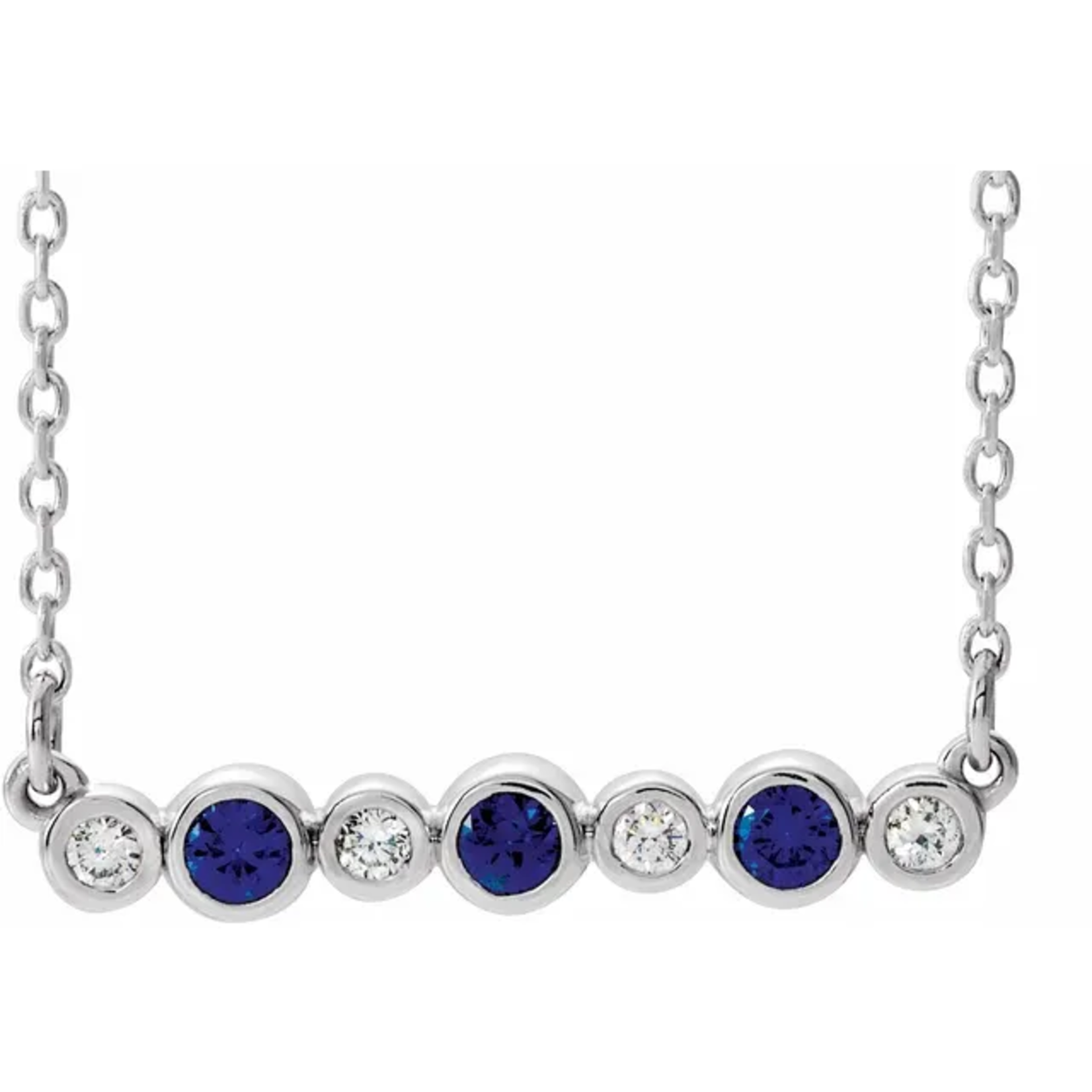 Mckay Diamonds Bezel-Set Natural Blue Sapphire and Diamond Necklace