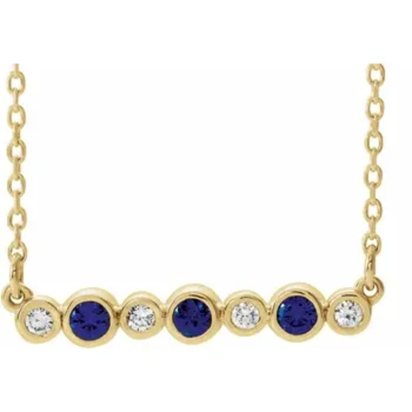 Mckay Diamonds Bezel-Set Natural Blue Sapphire and Diamond Necklace
