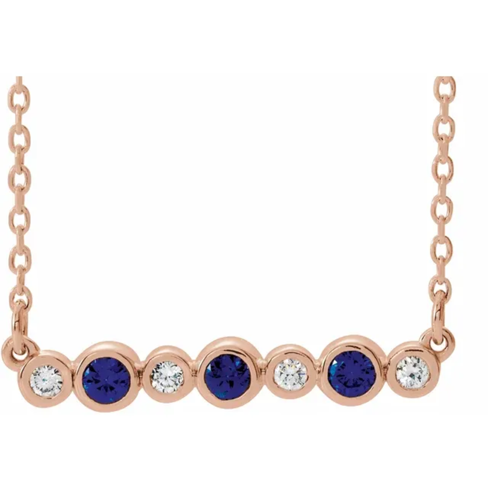 Mckay Diamonds Bezel-Set Natural Blue Sapphire and Diamond Necklace
