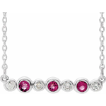 Mckay Diamonds Bezel-Set Natural Pink Tourmaline and Diamond Necklace