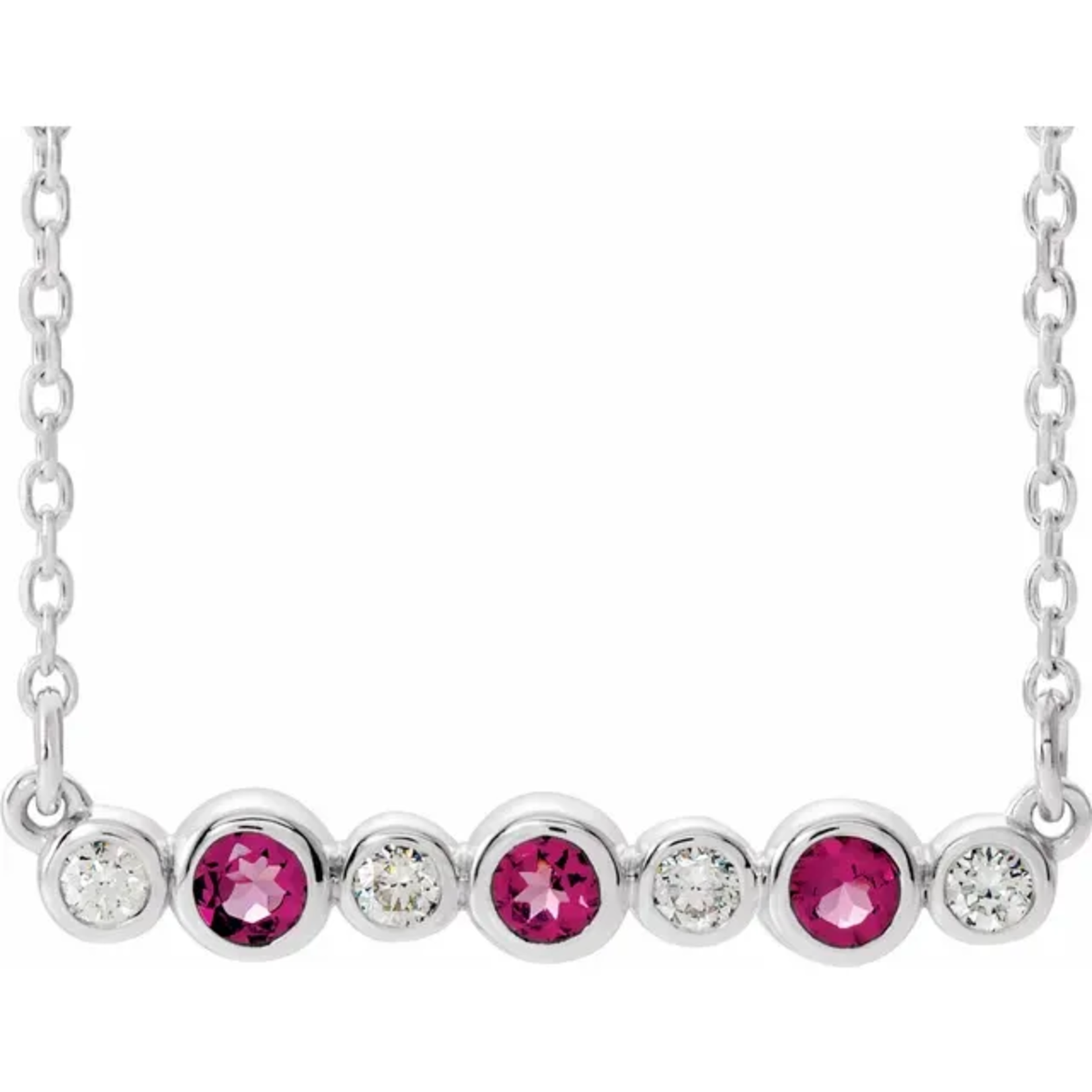 Mckay Diamonds Bezel-Set Natural Pink Tourmaline and Diamond Necklace