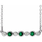 Mckay Diamonds Bezel-Set Natural Emerald and Diamond Necklace