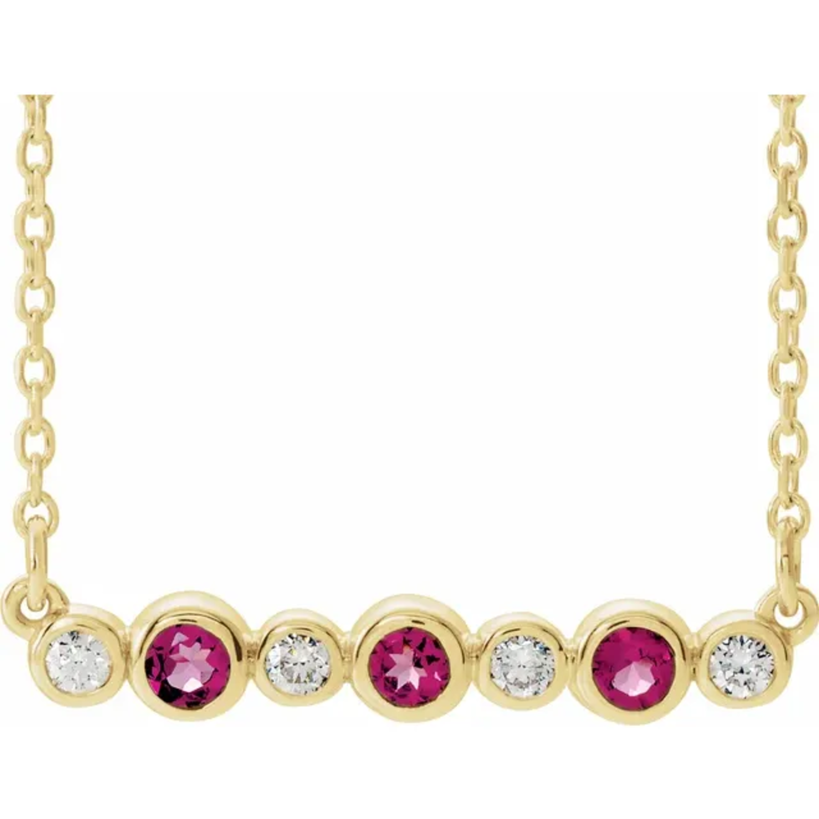 Mckay Diamonds Bezel-Set Natural Pink Tourmaline and Diamond Necklace