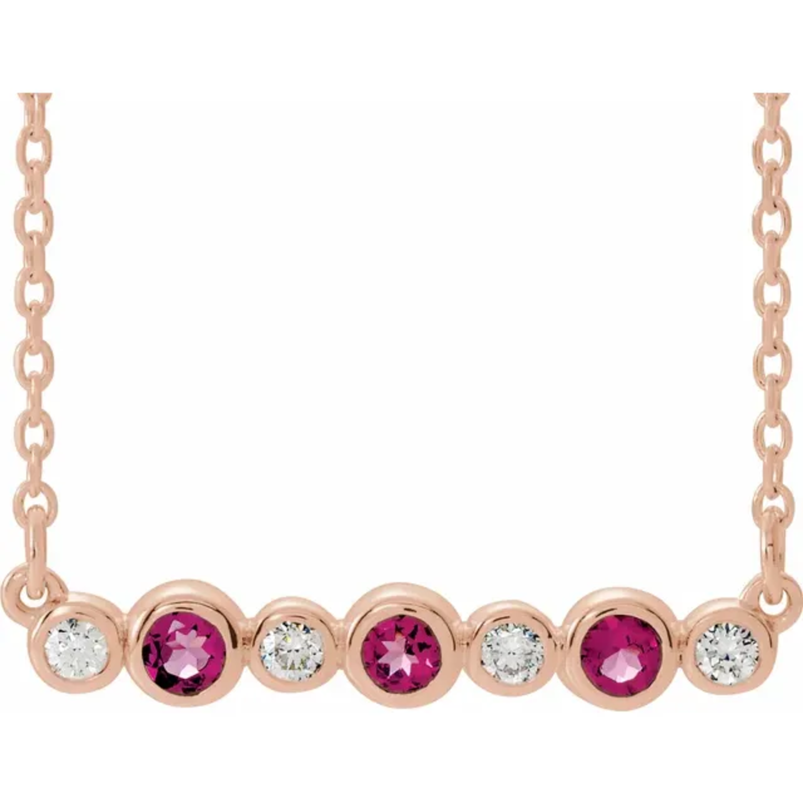 Mckay Diamonds Bezel-Set Natural Pink Tourmaline and Diamond Necklace
