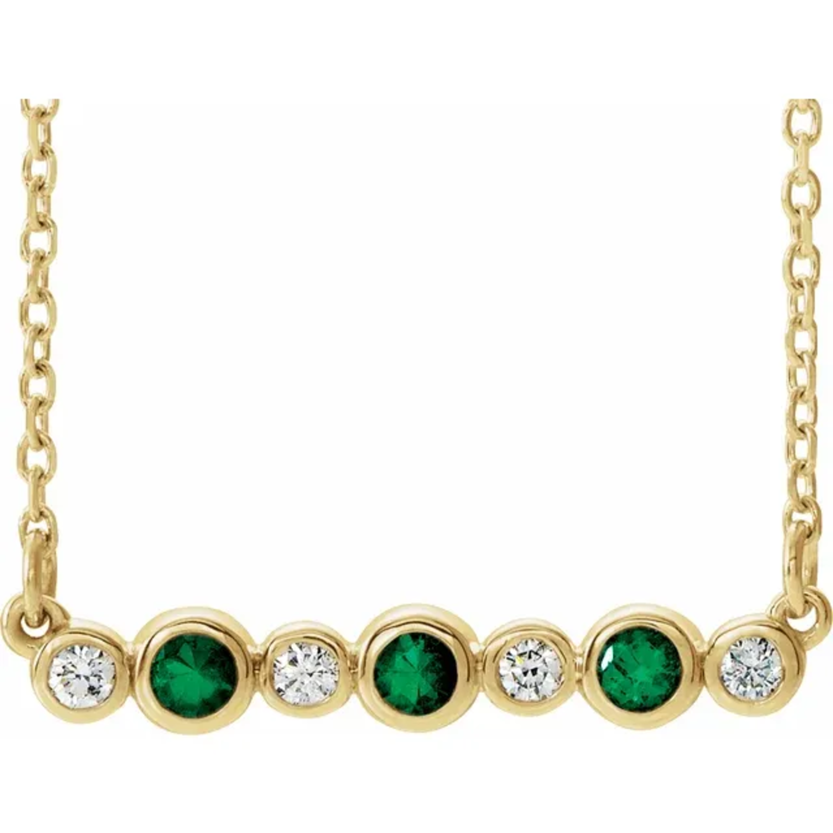 Mckay Diamonds Bezel-Set Natural Emerald and Diamond Necklace