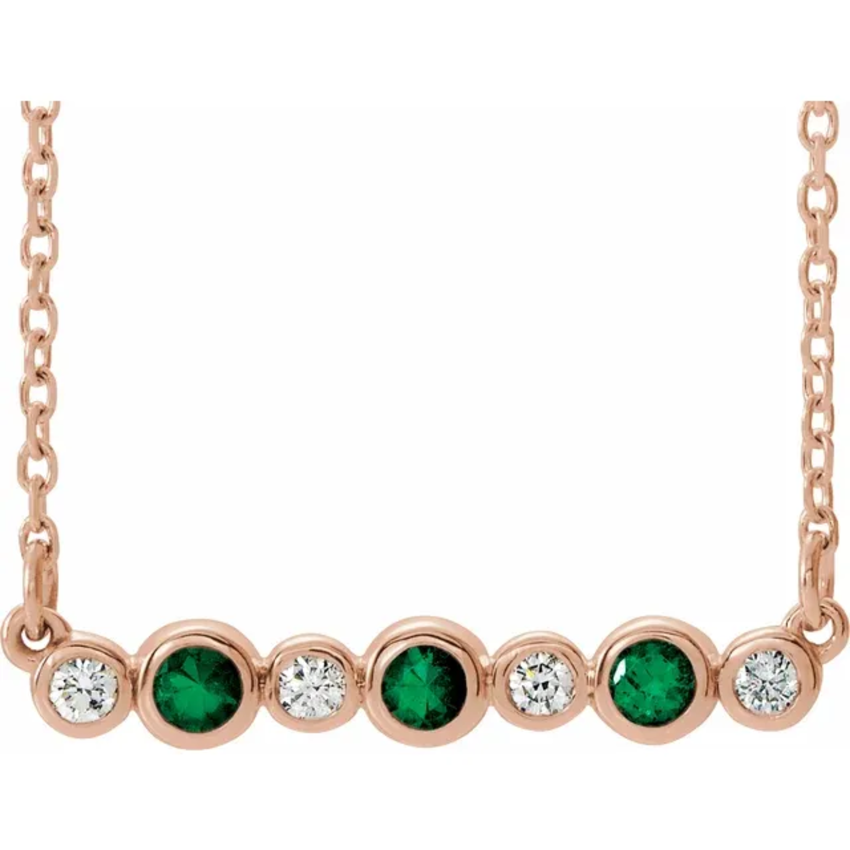 Mckay Diamonds Bezel-Set Natural Emerald and Diamond Necklace