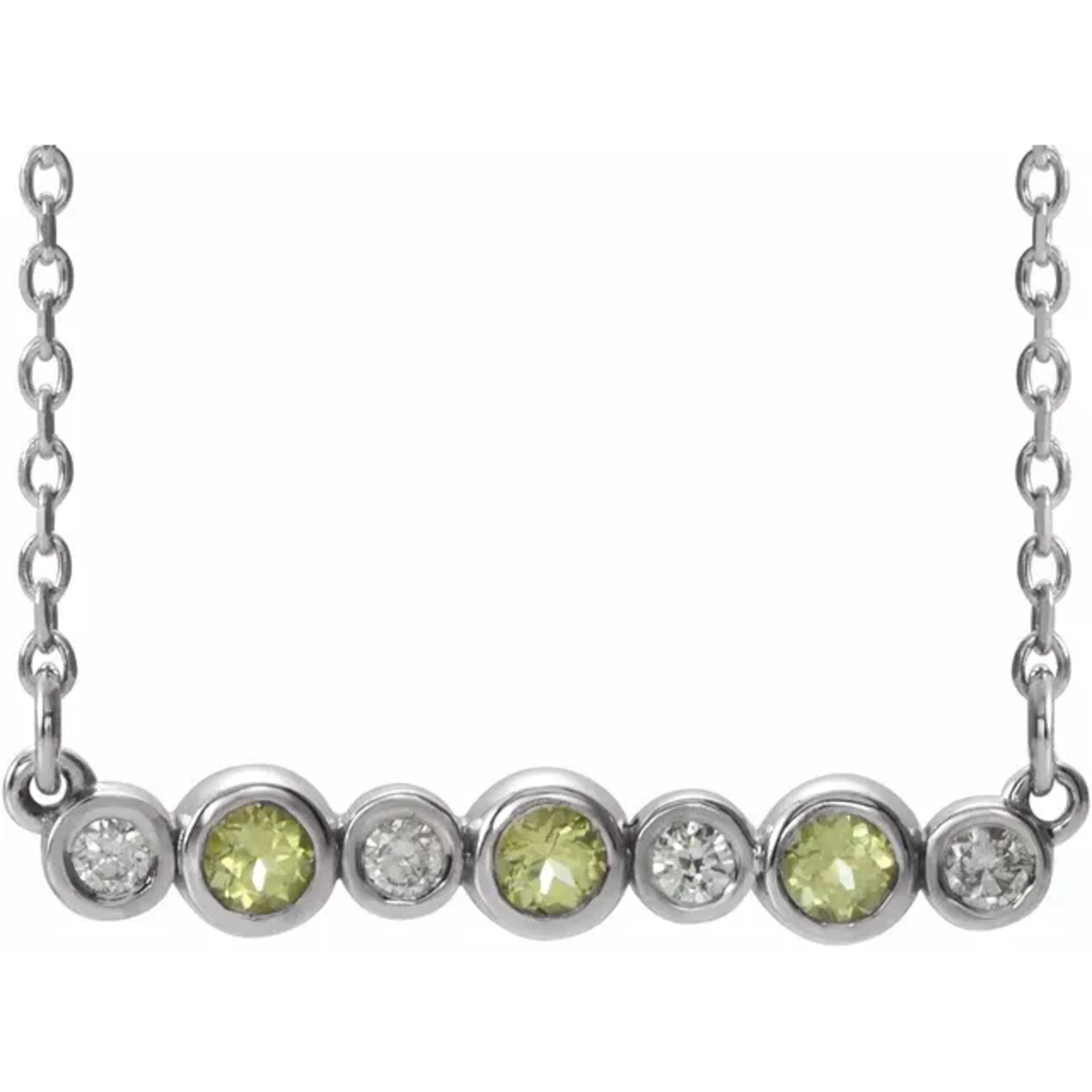 Mckay Diamonds Bezel-Set Natural Peridot and Diamond Necklace