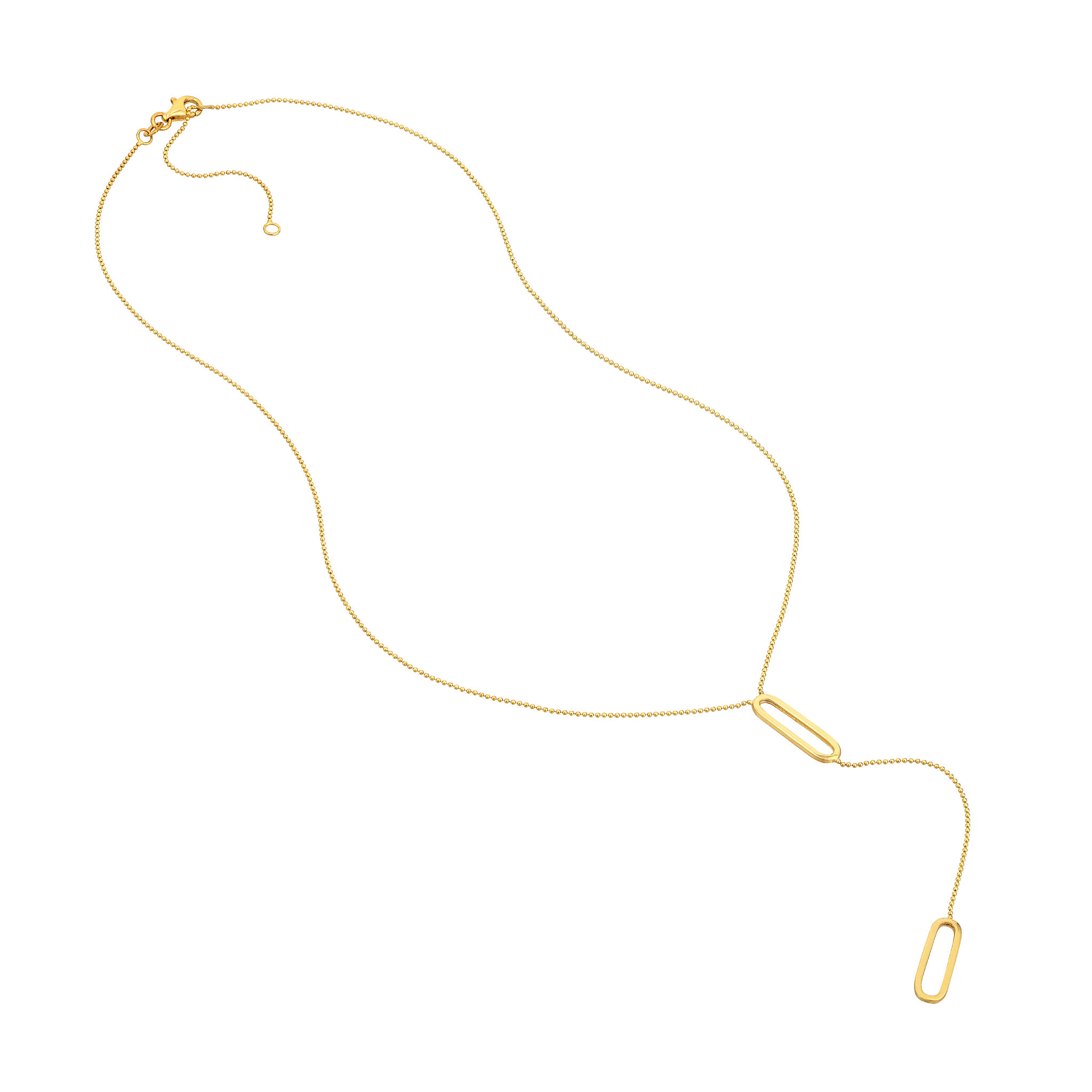 14K Yellow Gold Diamond-Cut Bead Chain with Paperclip Element